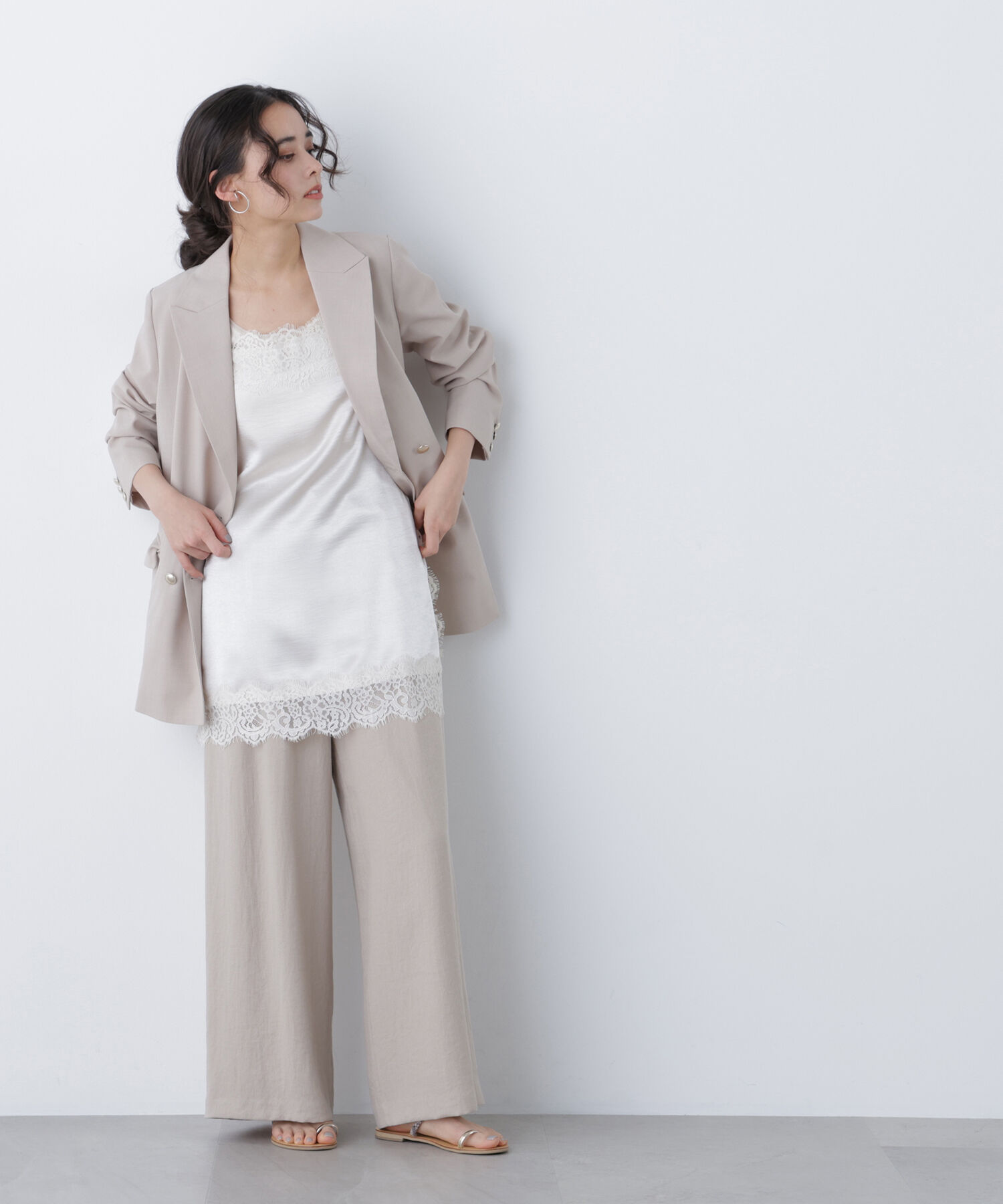  「〈N.〉サテンレースキャミソール」|シャツ・ブラウス|