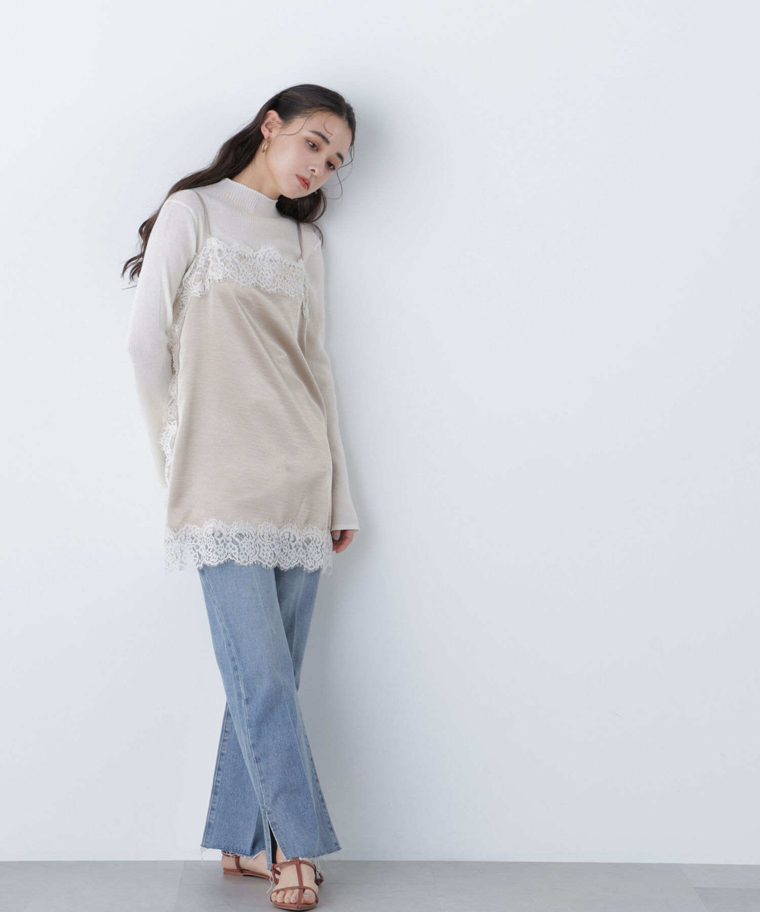  「〈N.〉サテンレースキャミソール」|シャツ・ブラウス|