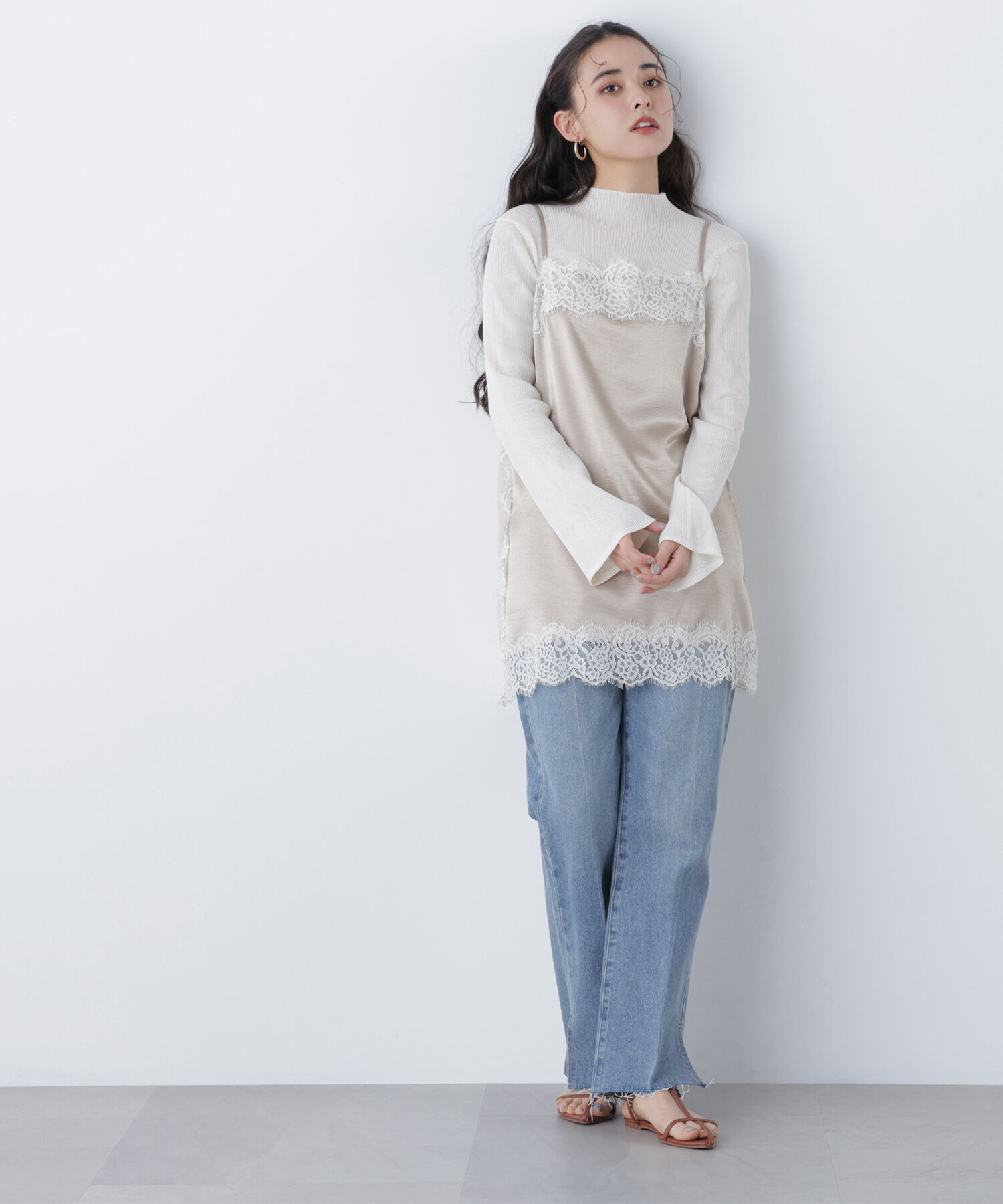  「〈N.〉サテンレースキャミソール」|シャツ・ブラウス|