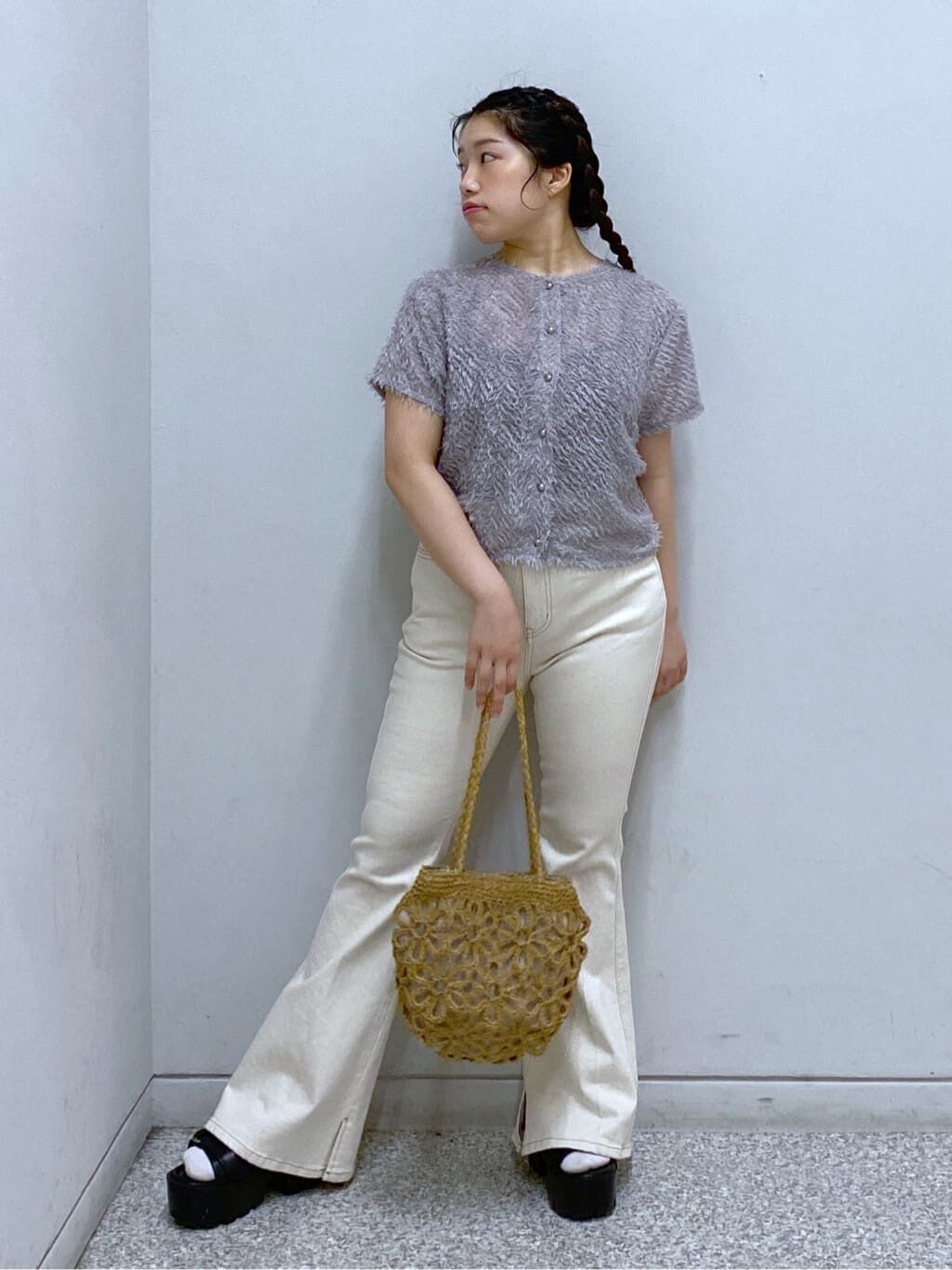  「[低身長サイズ/Sシリーズ]内スリットベルボトムデニムパンツ」|その他|