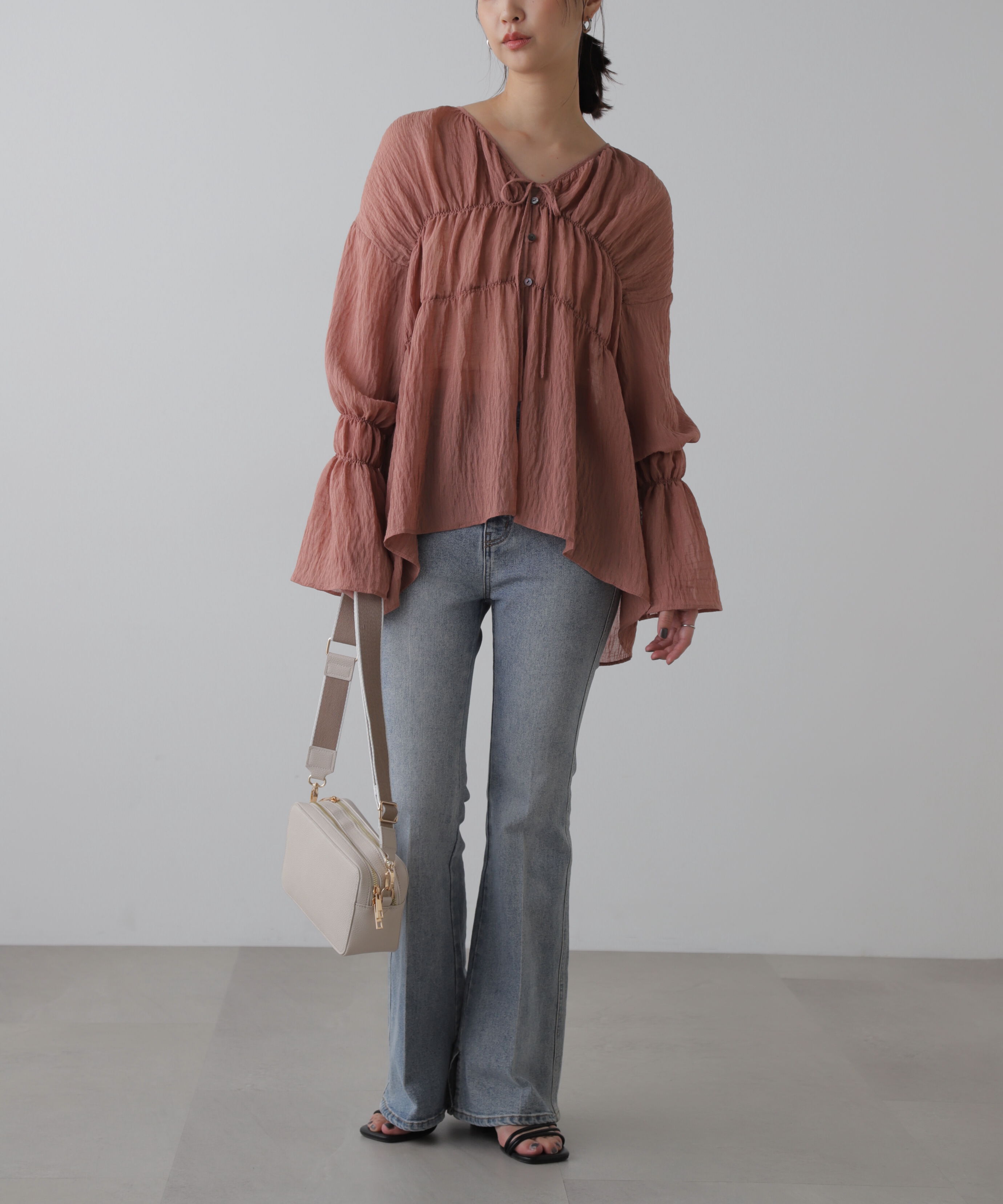  「[低身長サイズ/Sシリーズ]内スリットベルボトムデニムパンツ」|その他|