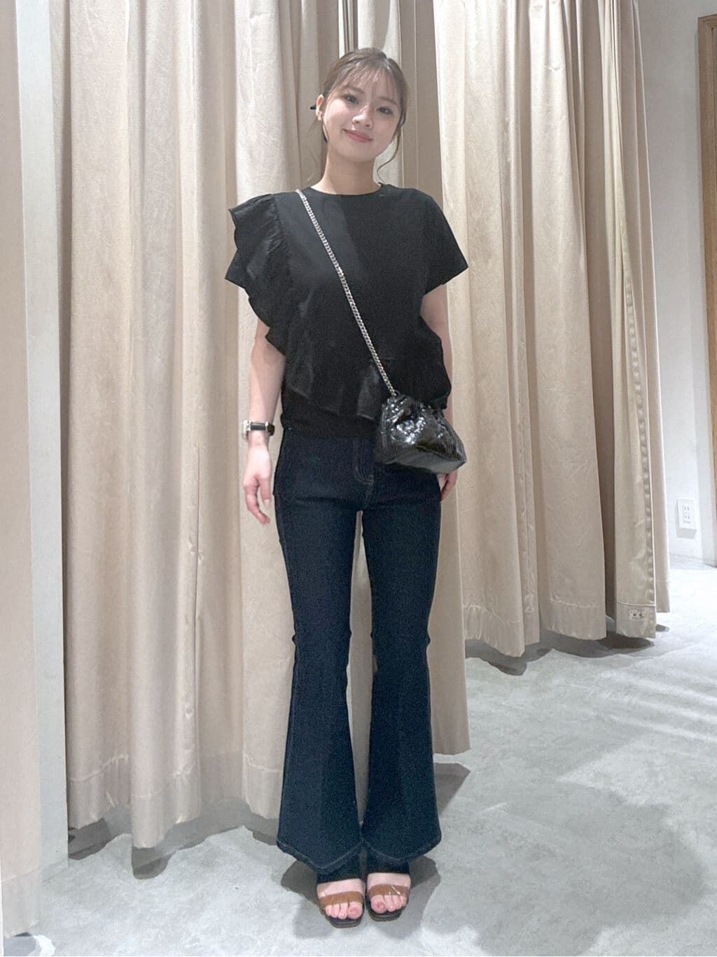  「[低身長サイズ/Sシリーズ]内スリットベルボトムデニムパンツ」|その他|