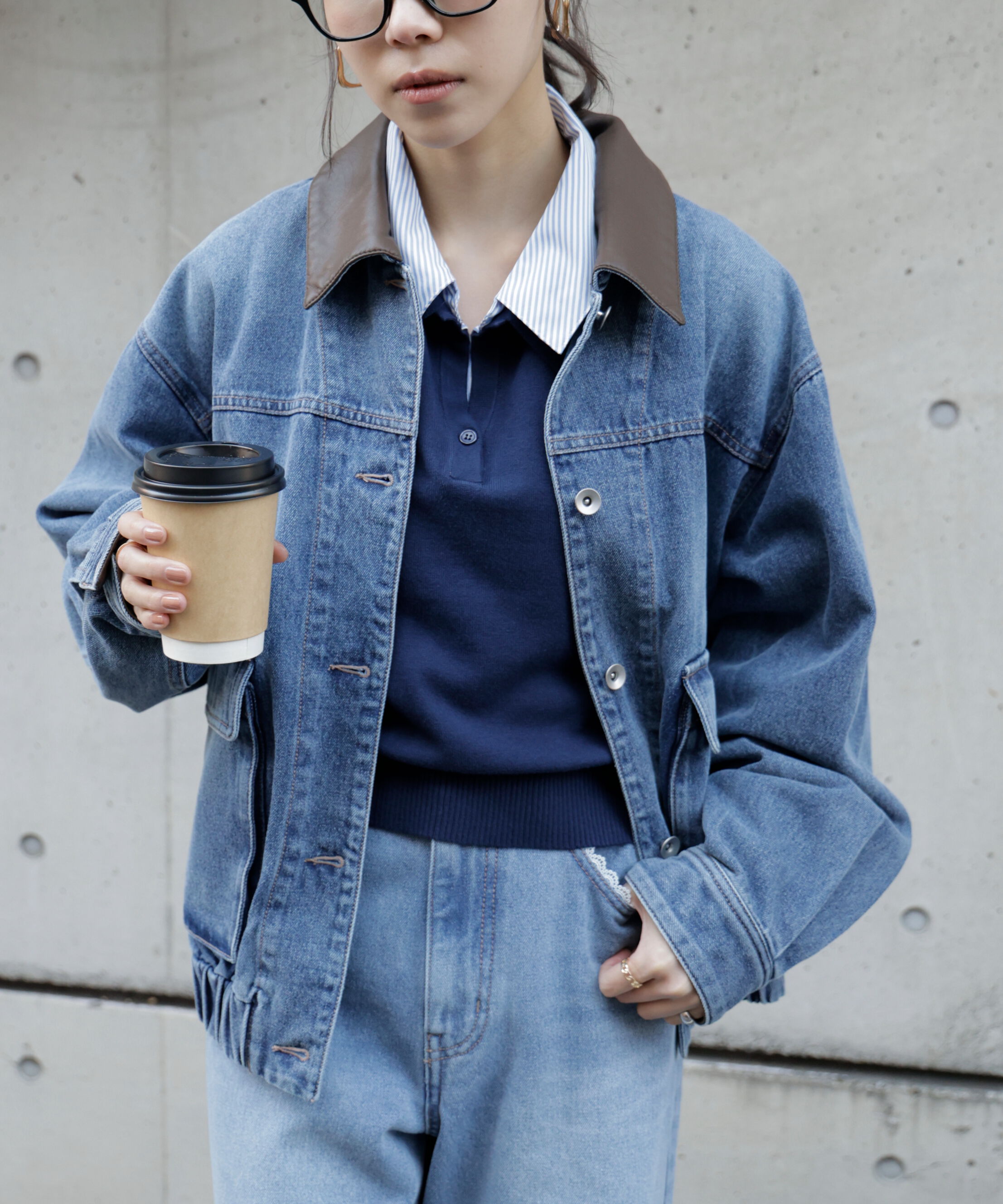  「バイカラーワークジャケット」|ブルゾン・スタジャン|