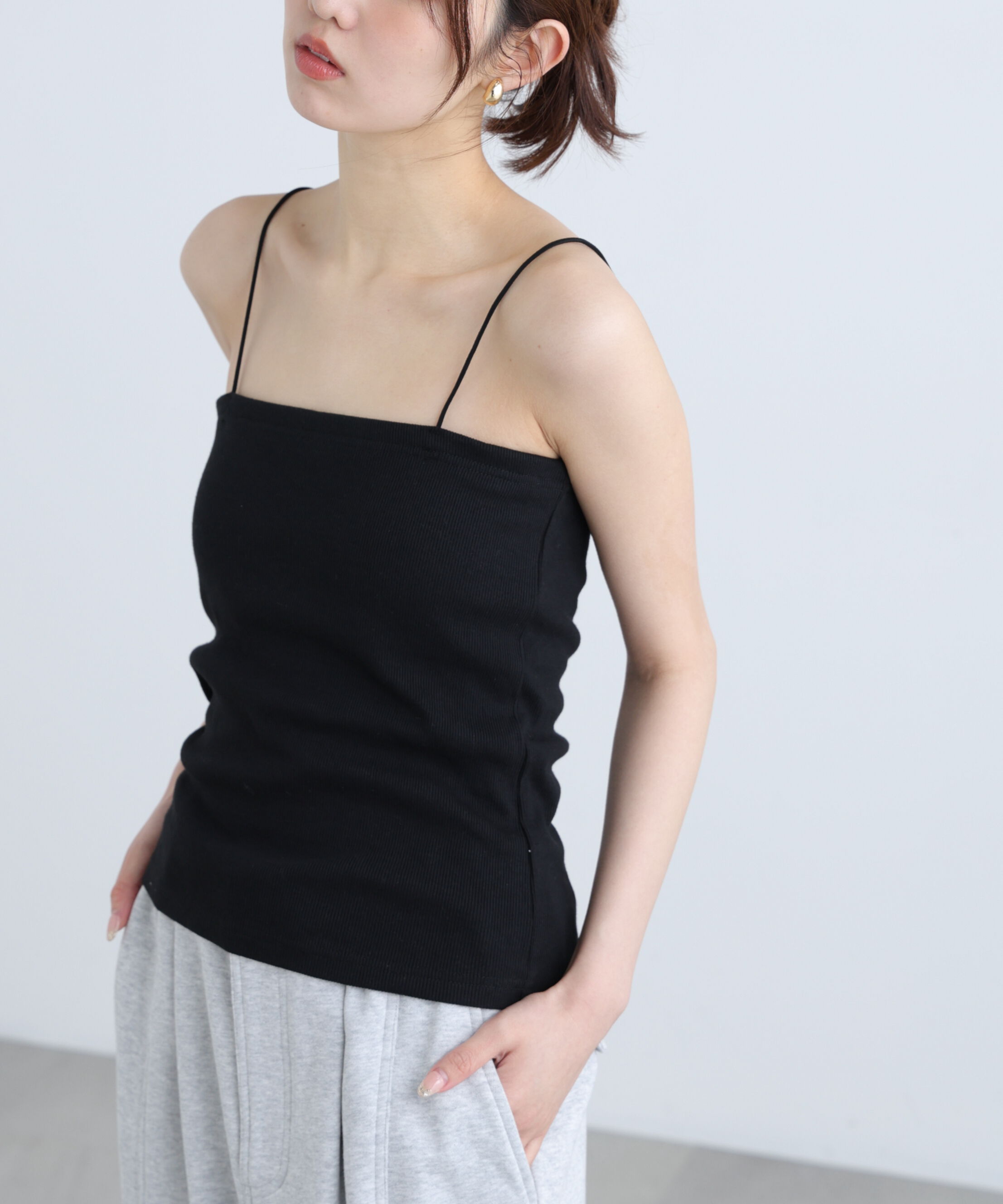  「[接触冷感][UV加工]カップ付きベアキャミソール」|Tシャツ・カットソー|