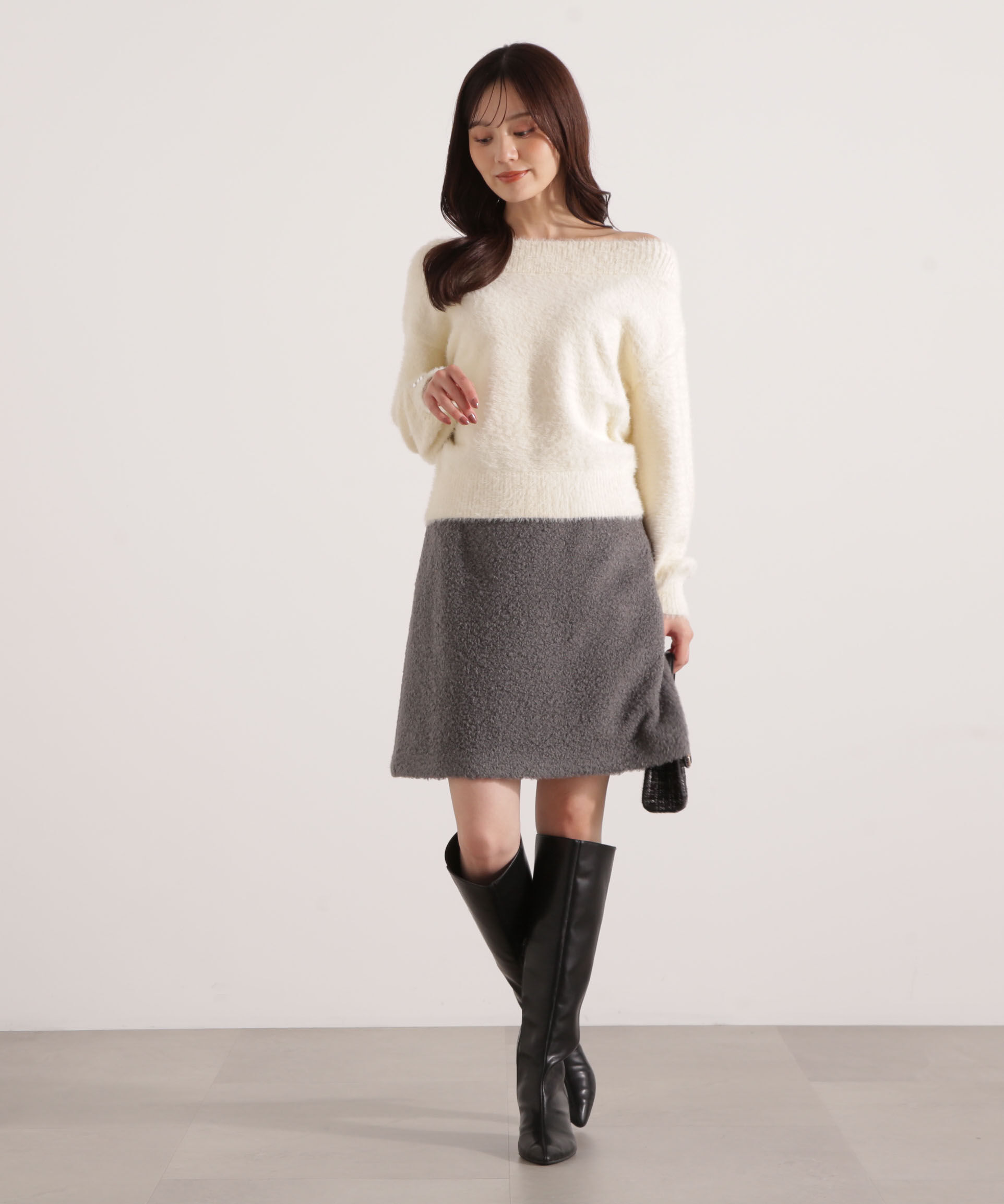 PROPORTION BODY DRESSING「ミニシャギーオフショルニット 25AW」|ニット・セーター|