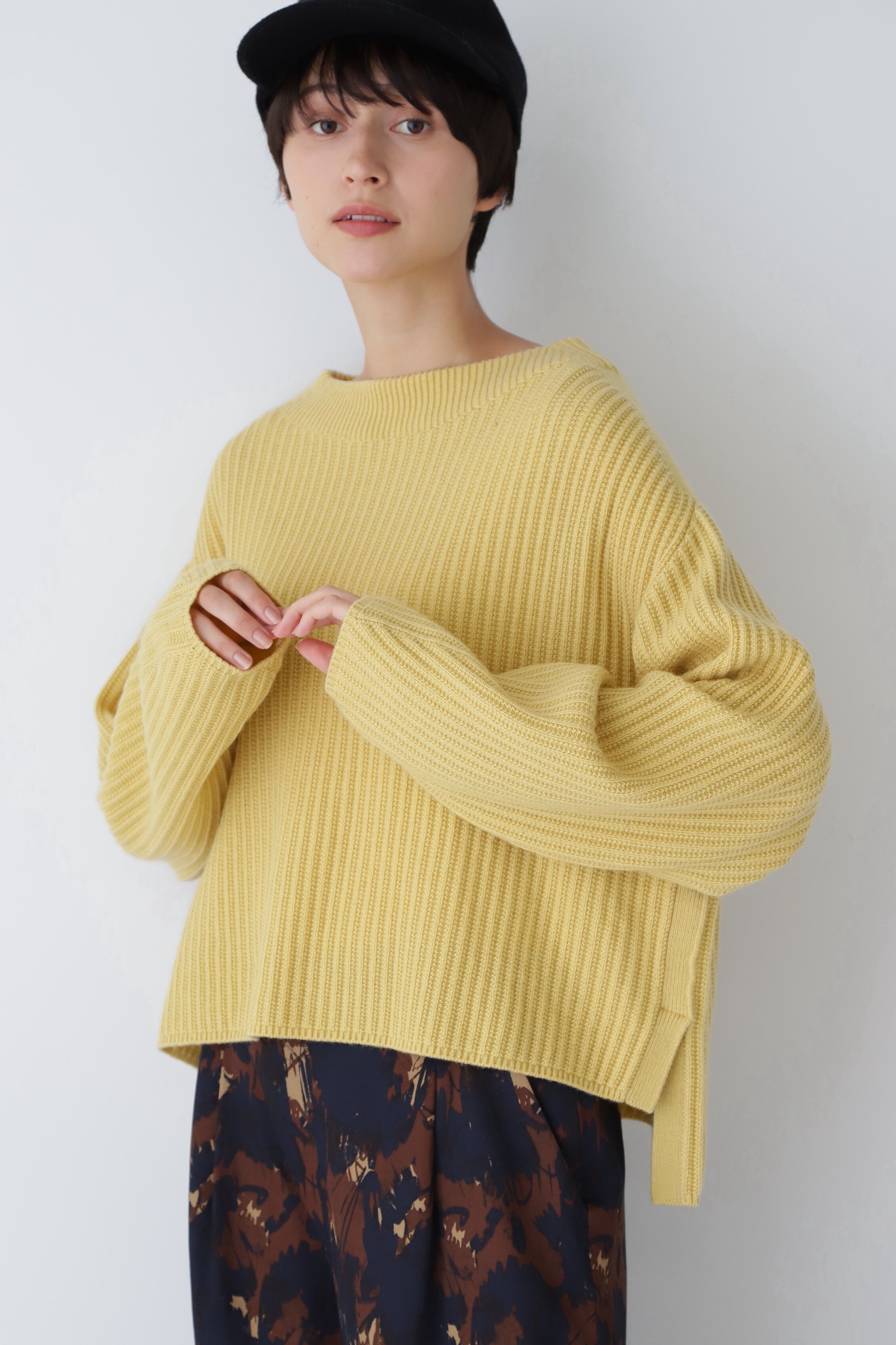  「◆ミドルゲージ地柄ニット」|ニット・セーター|イエロー