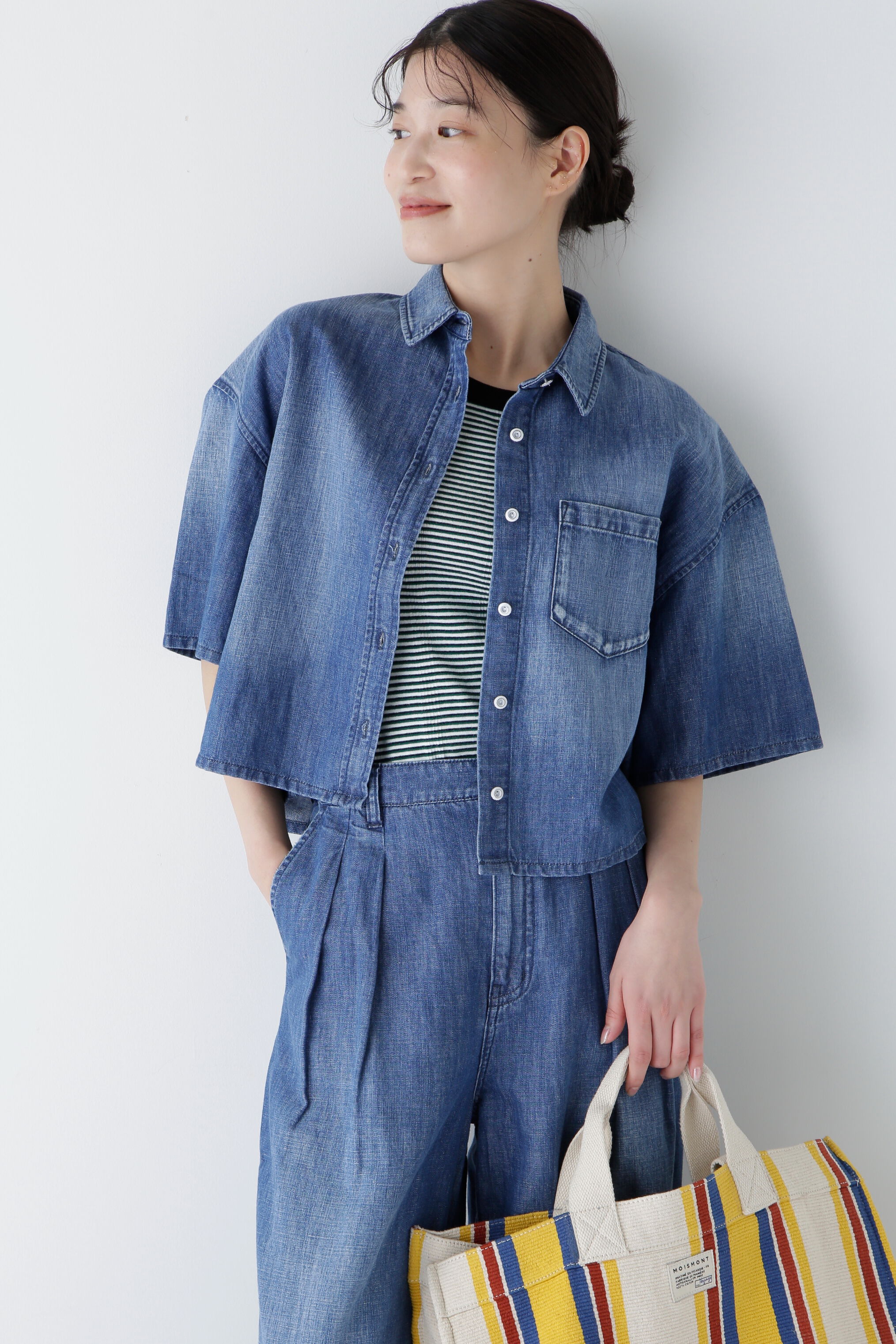  「◆クロップド半袖デニムブラ」|シャツ・ブラウス|