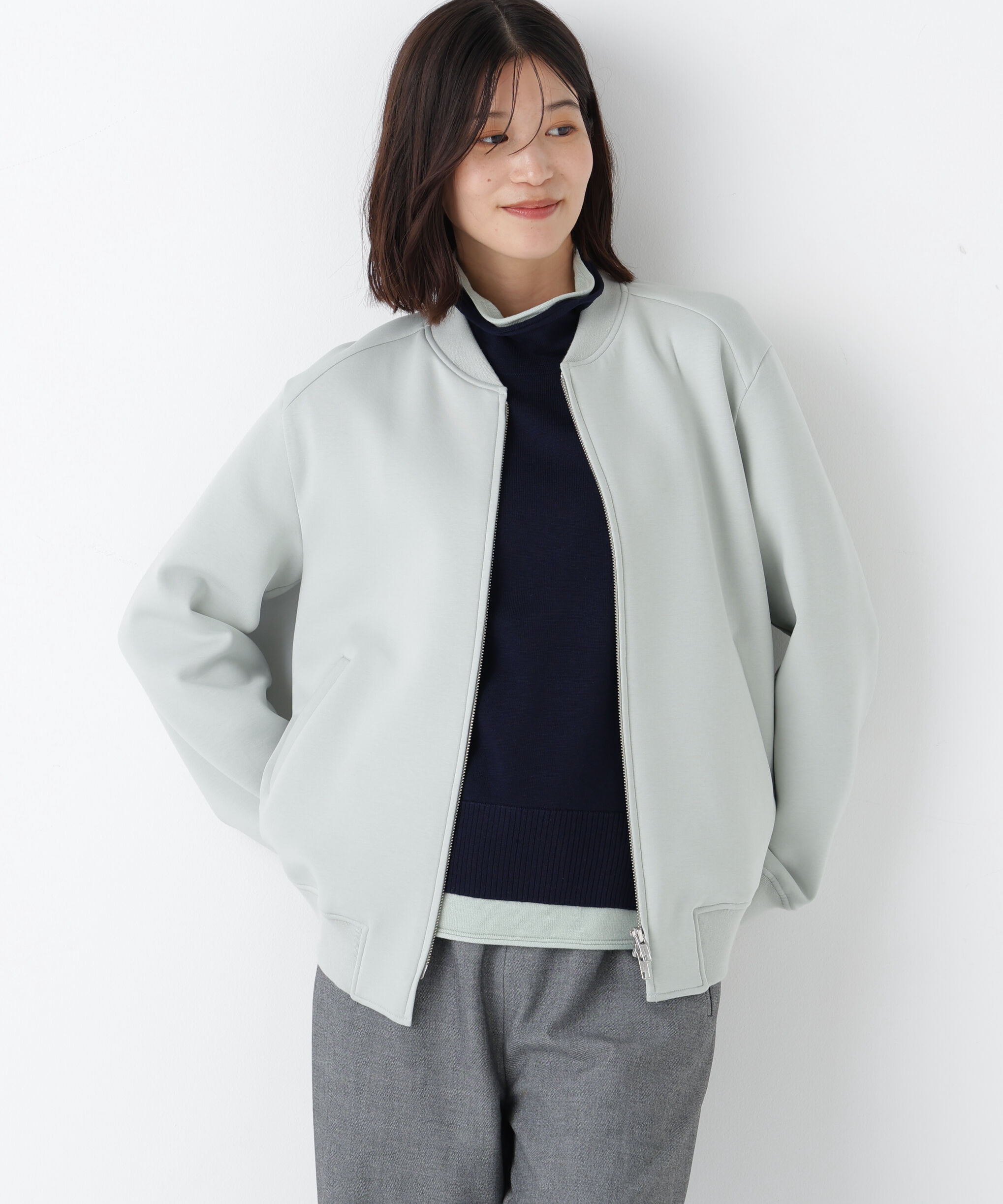  「◆ダンボールボンバーブルゾン」|ブルゾン・スタジャン|ライトグリー