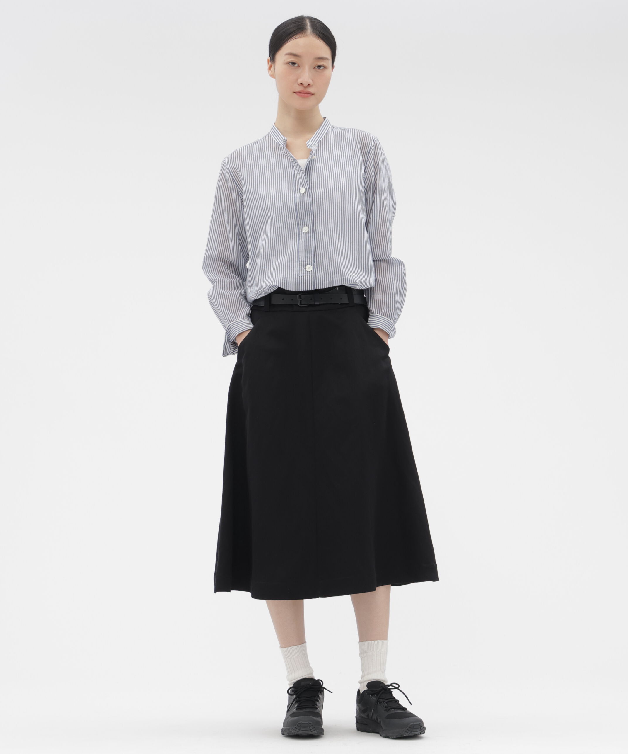  「RAYON LINEN TWILL SKIRT」|スカート|BLACK