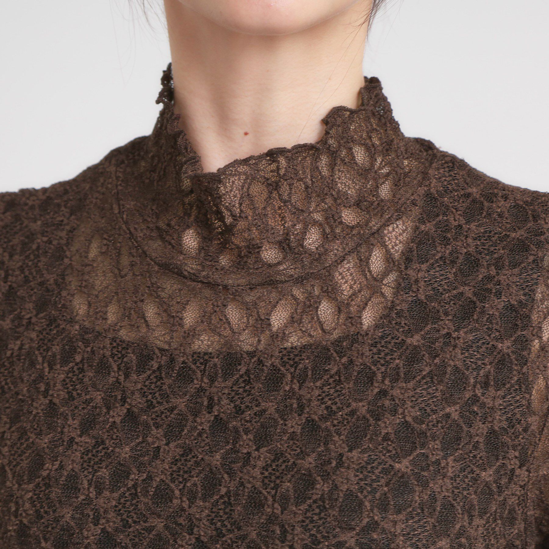 SHOO･LA･RUE「【S-LL】上品なレースハイネックトップス」|Tシャツ・カットソー|