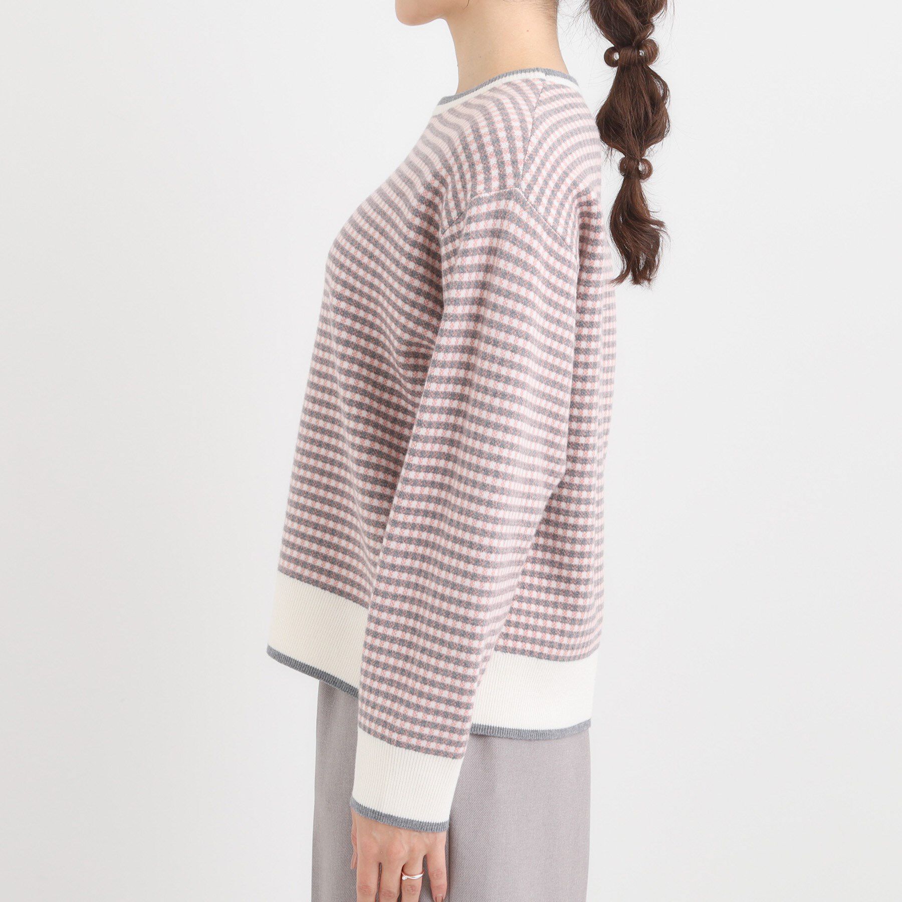 SHOO･LA･RUE「【洗濯機可/S-LL】クラシックなチェック柄が目を惹く 柔らかニット」|ニット・セーター|