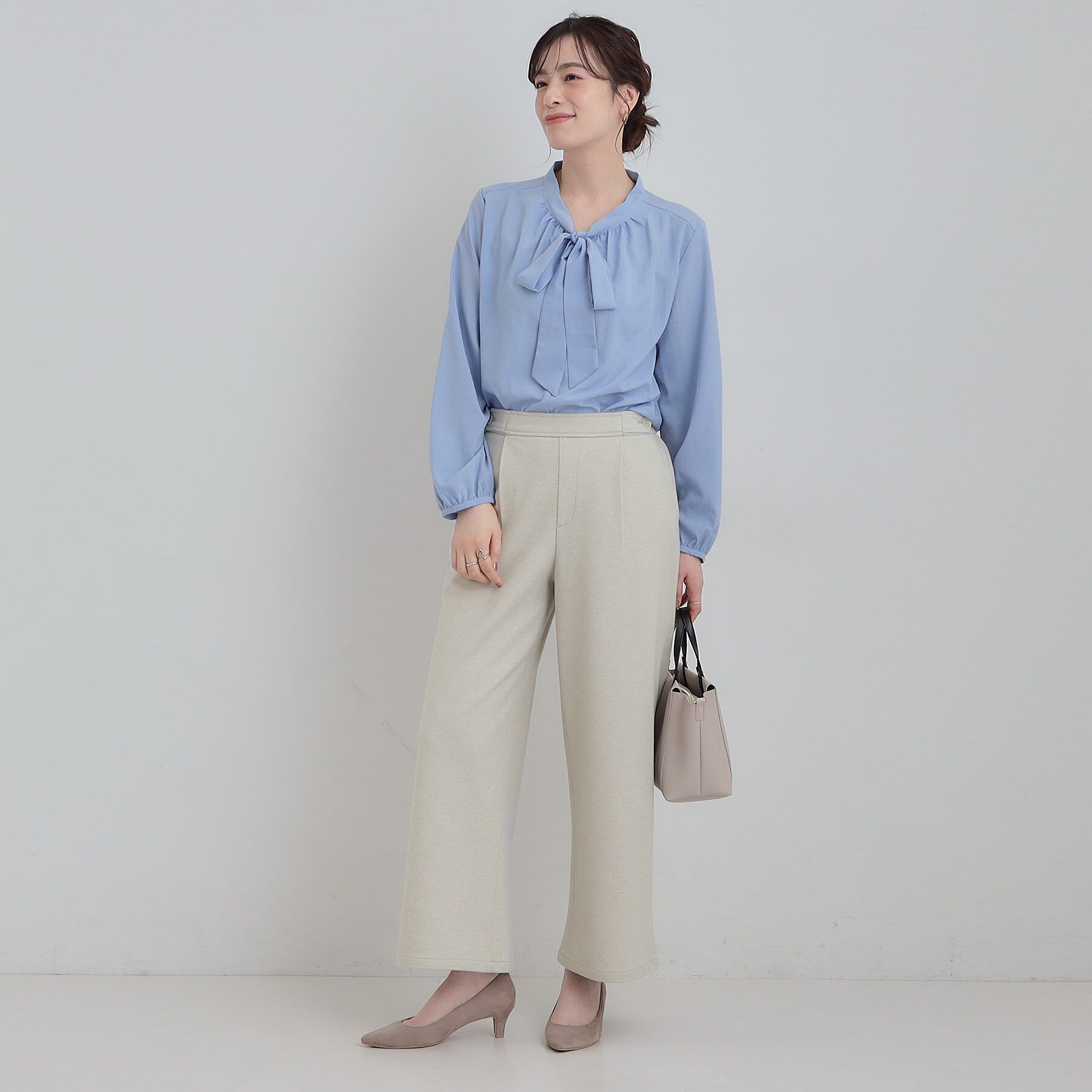 SHOO･LA･RUE「【洗濯機可/S-LL】ウエストのタブボタンがポイント　ワイドパンツ」|その他|