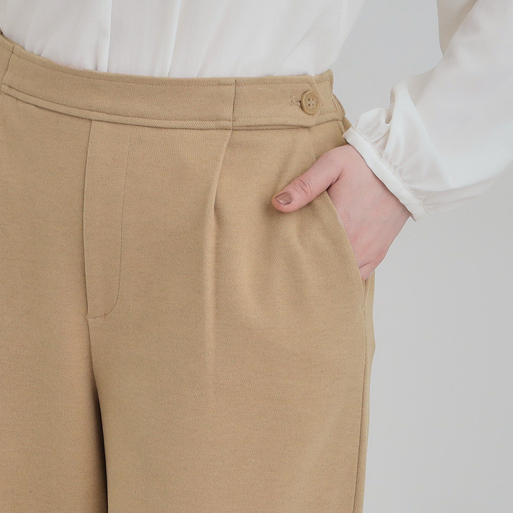 SHOO･LA･RUE「【洗濯機可/S-LL】ウエストのタブボタンがポイント　ワイドパンツ」|その他|