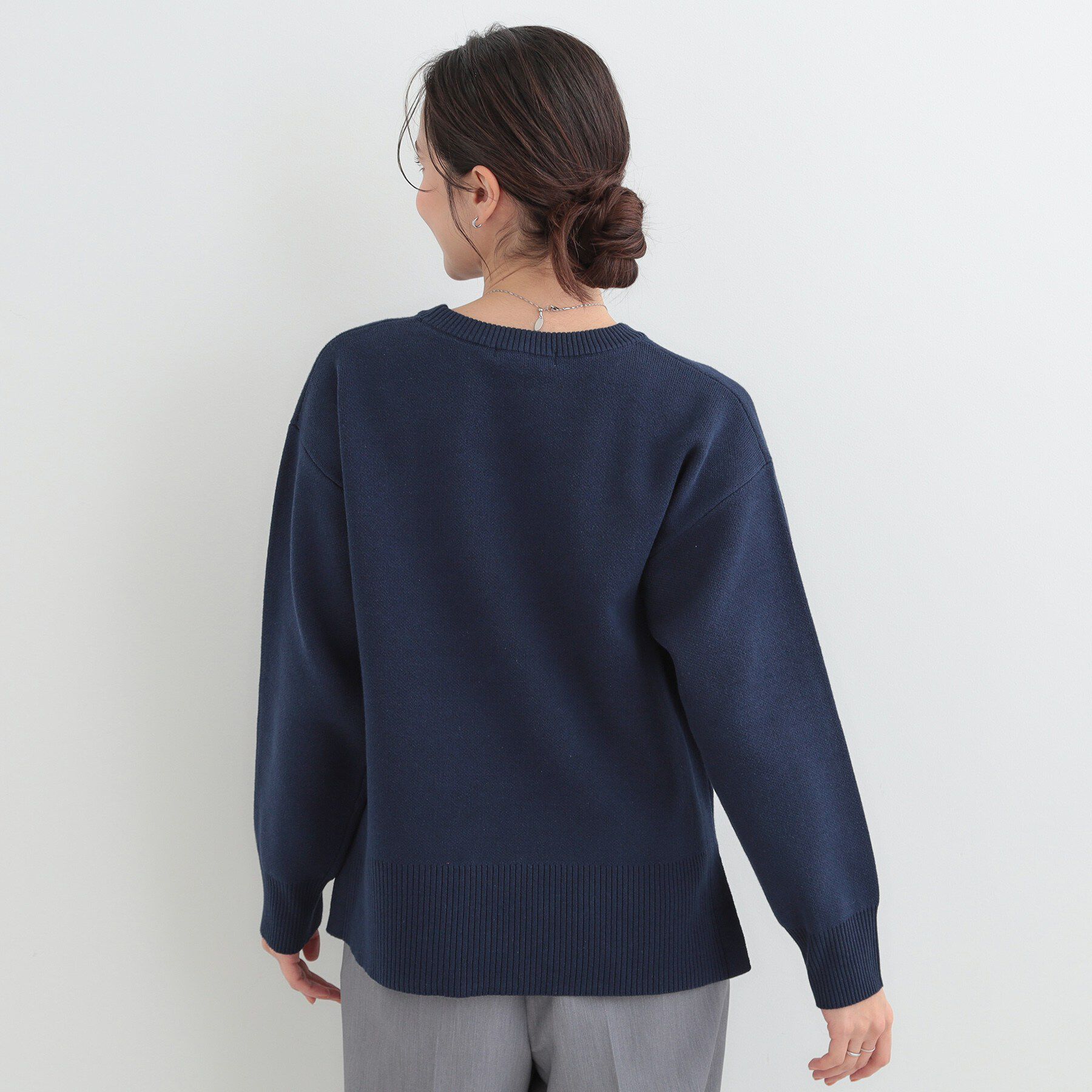 SHOO･LA･RUE「【S-LL/洗濯機可/体型カバー】大人世代も取り入れやすい スウェットライクニット」|ニット・セーター|