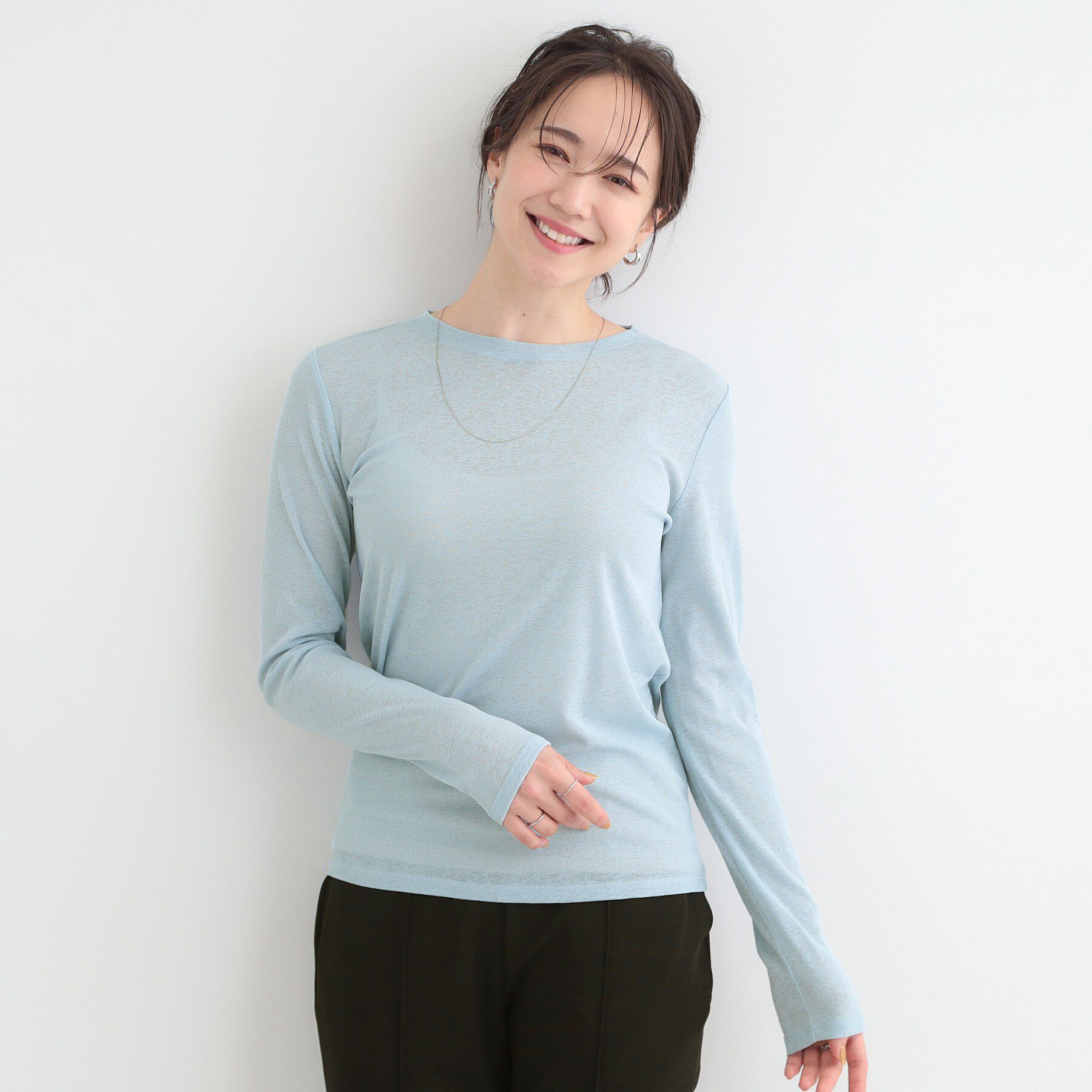 SHOO･LA･RUE「【2点セット/洗濯機可/S-LL】こなれ感あるレイヤードスタイルが即完成 シアーカーディガン+ロンT」|その他|