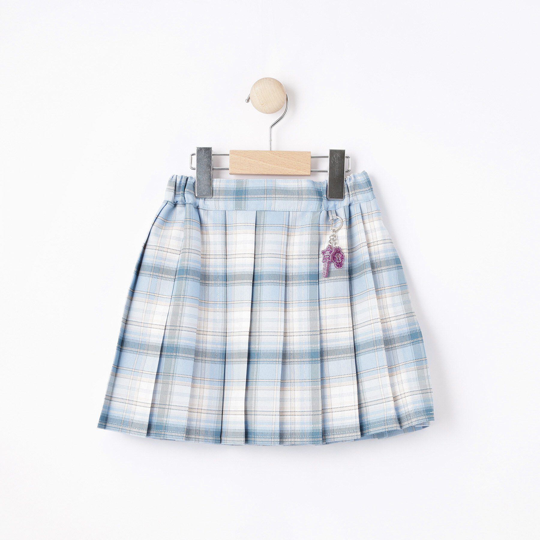 SHOO･LA･RUE「【100-150cm】ラメプリーツスカート」|スカート|サックスブルー(29