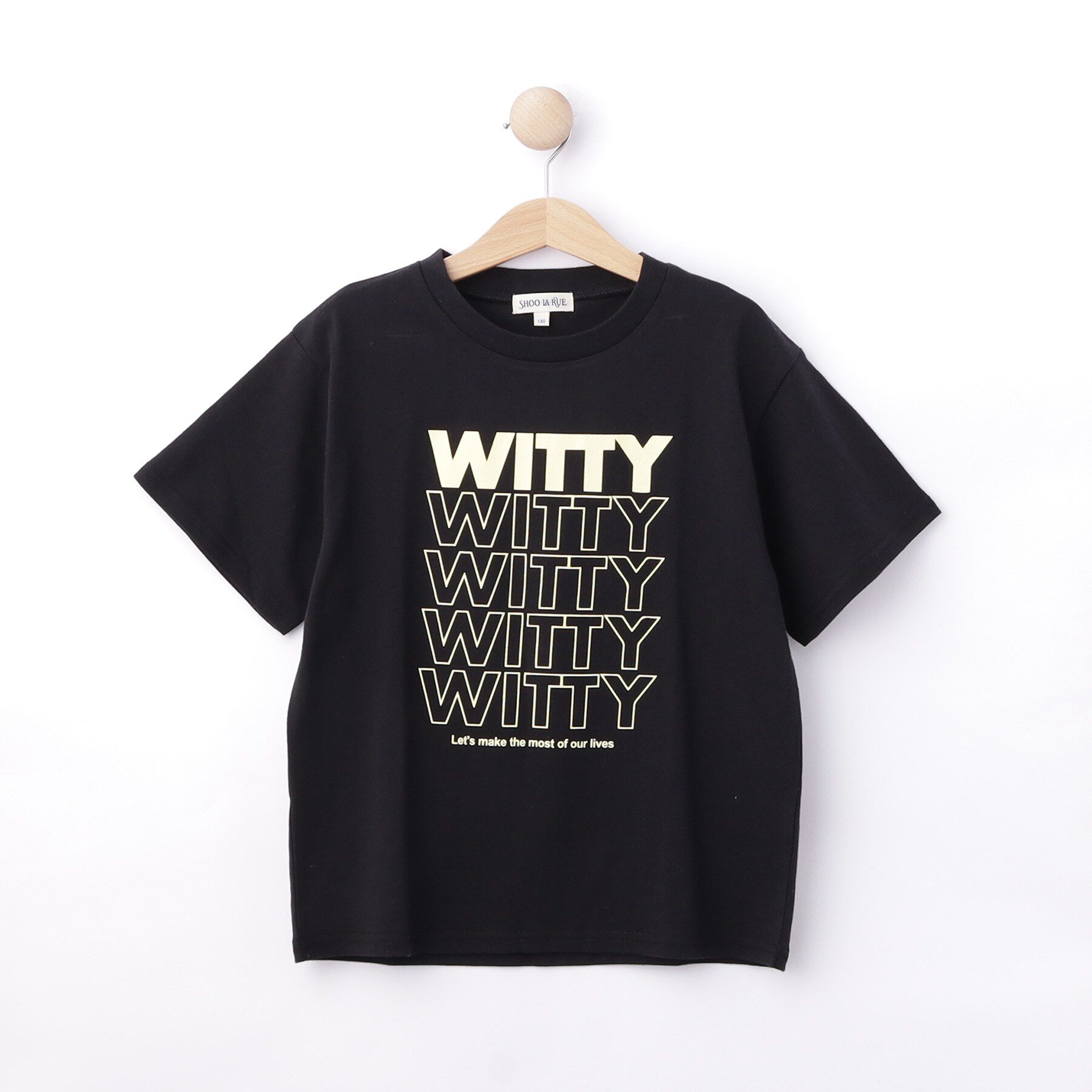 SHOO･LA･RUE「【100-150cm】プリントロゴTシャツ」|Tシャツ・カットソー|ブラック(019)