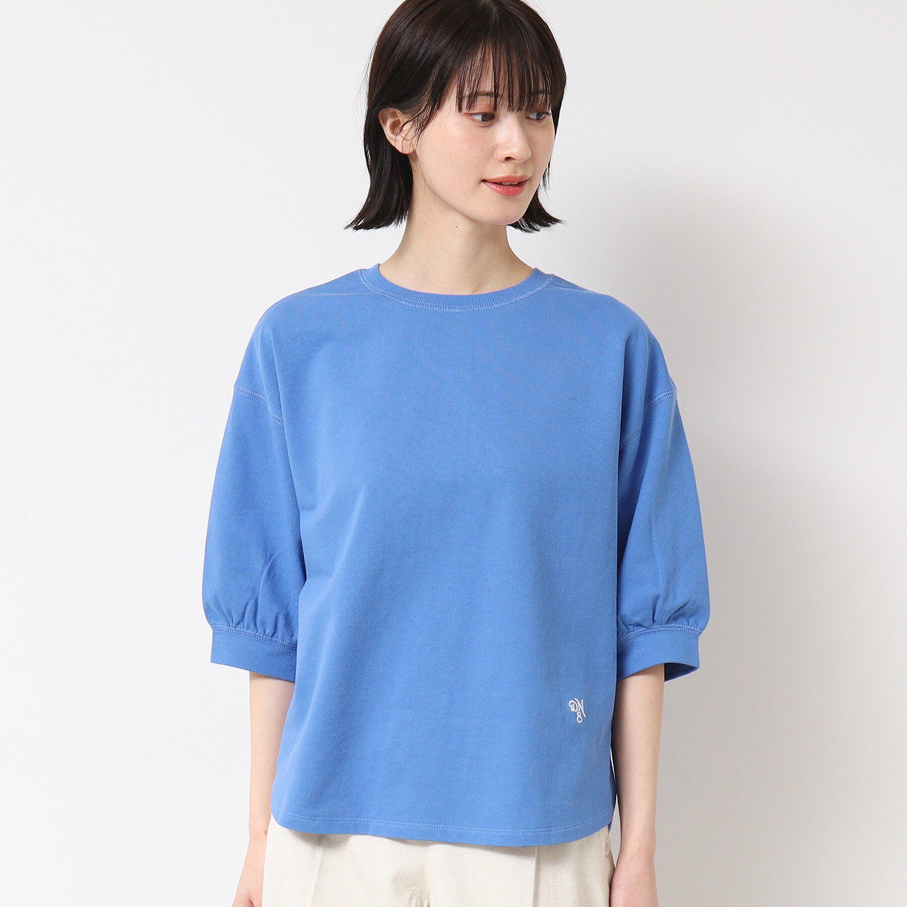 Dessin「【360度可愛い・洗える】バックヘンリーカットソー（5分袖/XS～L）」|Tシャツ・カットソー|