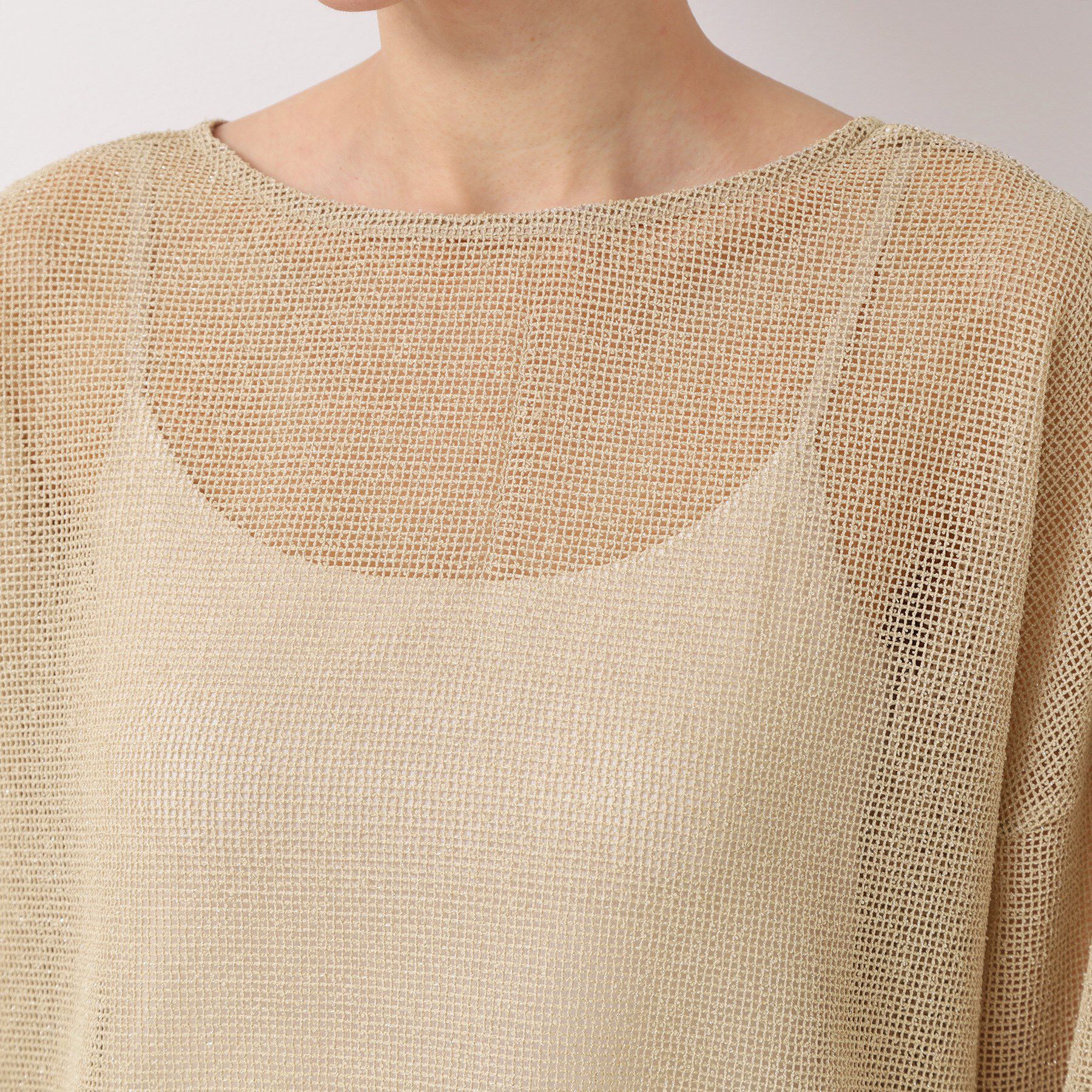 Dessin「【前後2WAY・洗える】ラメ入りオーバーサイズメッシュブラウス」|シャツ・ブラウス|