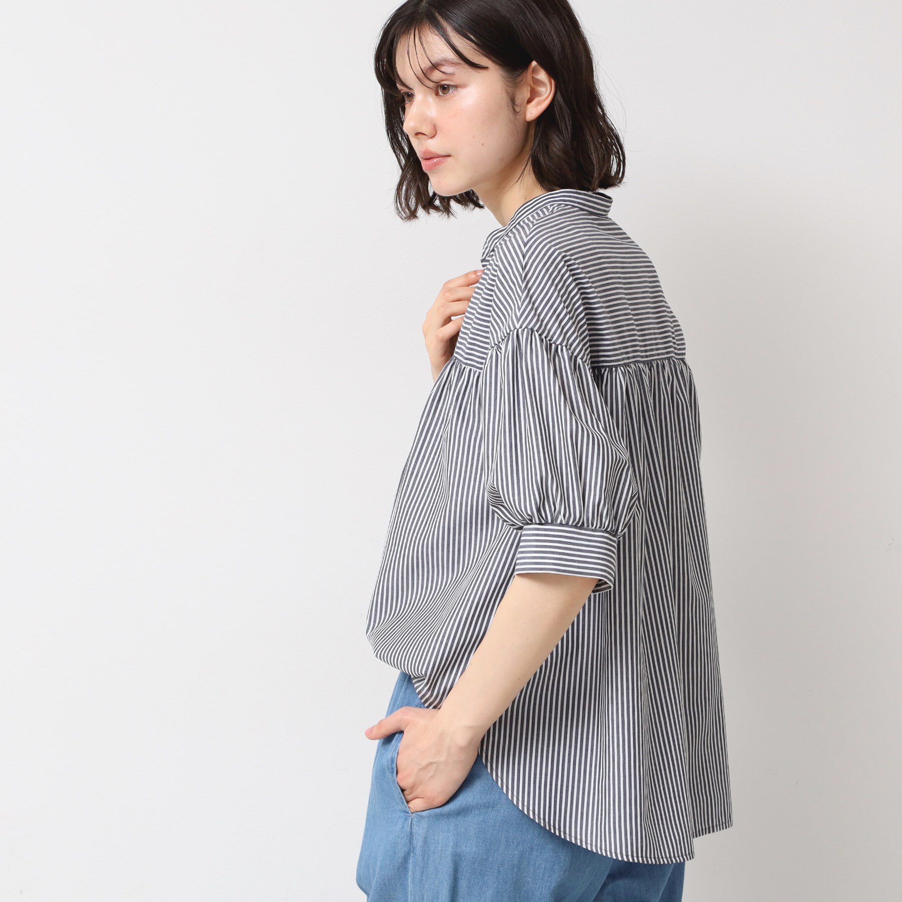 Dessin「【洗える・4サイズ展開】フロントスリット五分袖ブラウス（XS～L）」|シャツ・ブラウス|