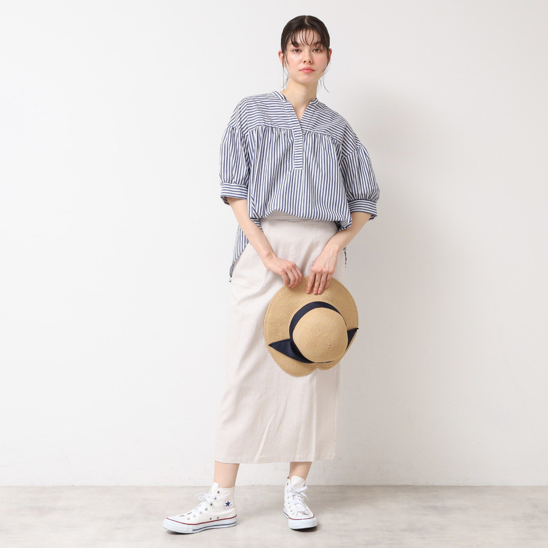 Dessin「【洗える・4サイズ展開】フロントスリット五分袖ブラウス（XS～L）」|シャツ・ブラウス|