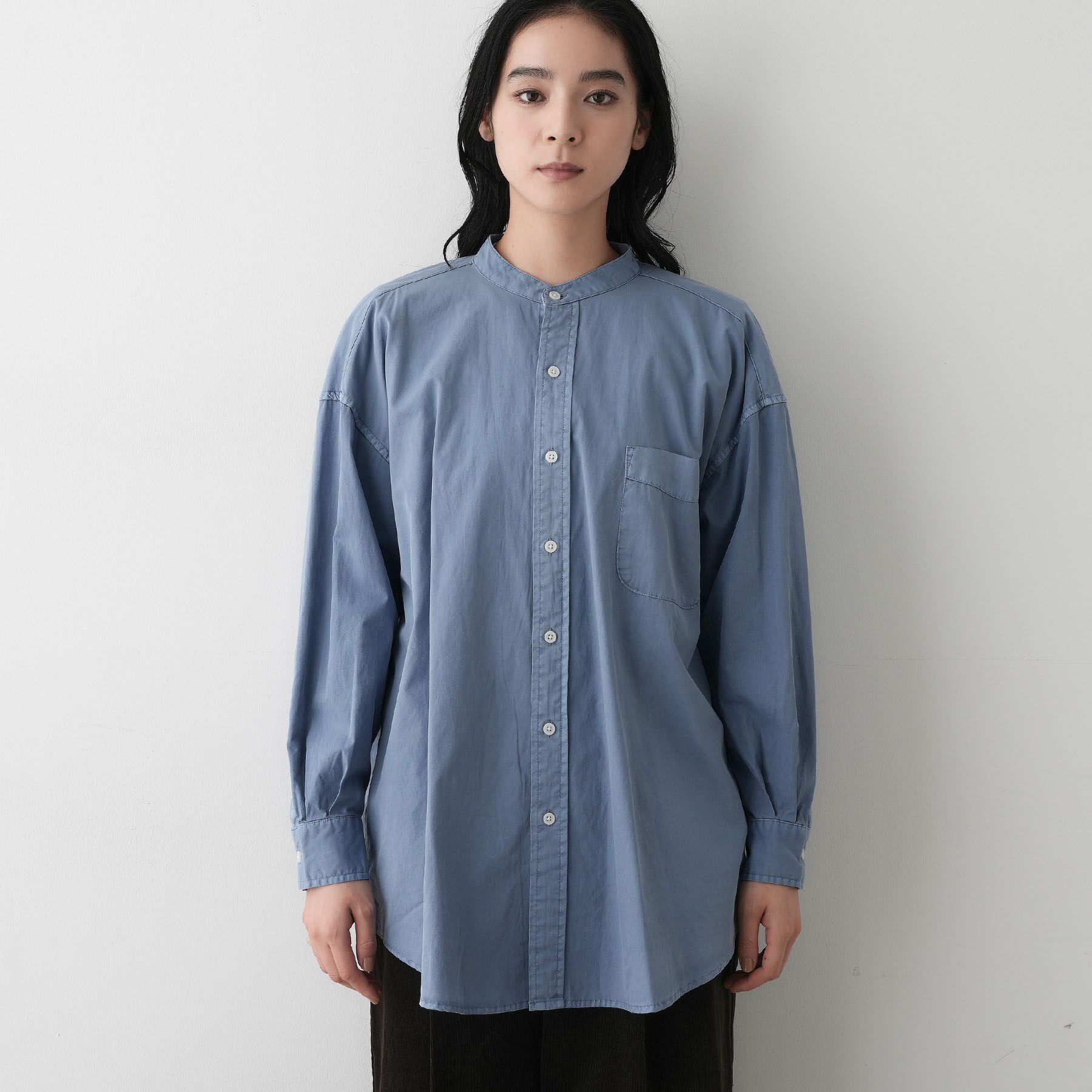 Dessin「【洗える】ピグメントバンドカラーシャツ」|シャツ・ブラウス|