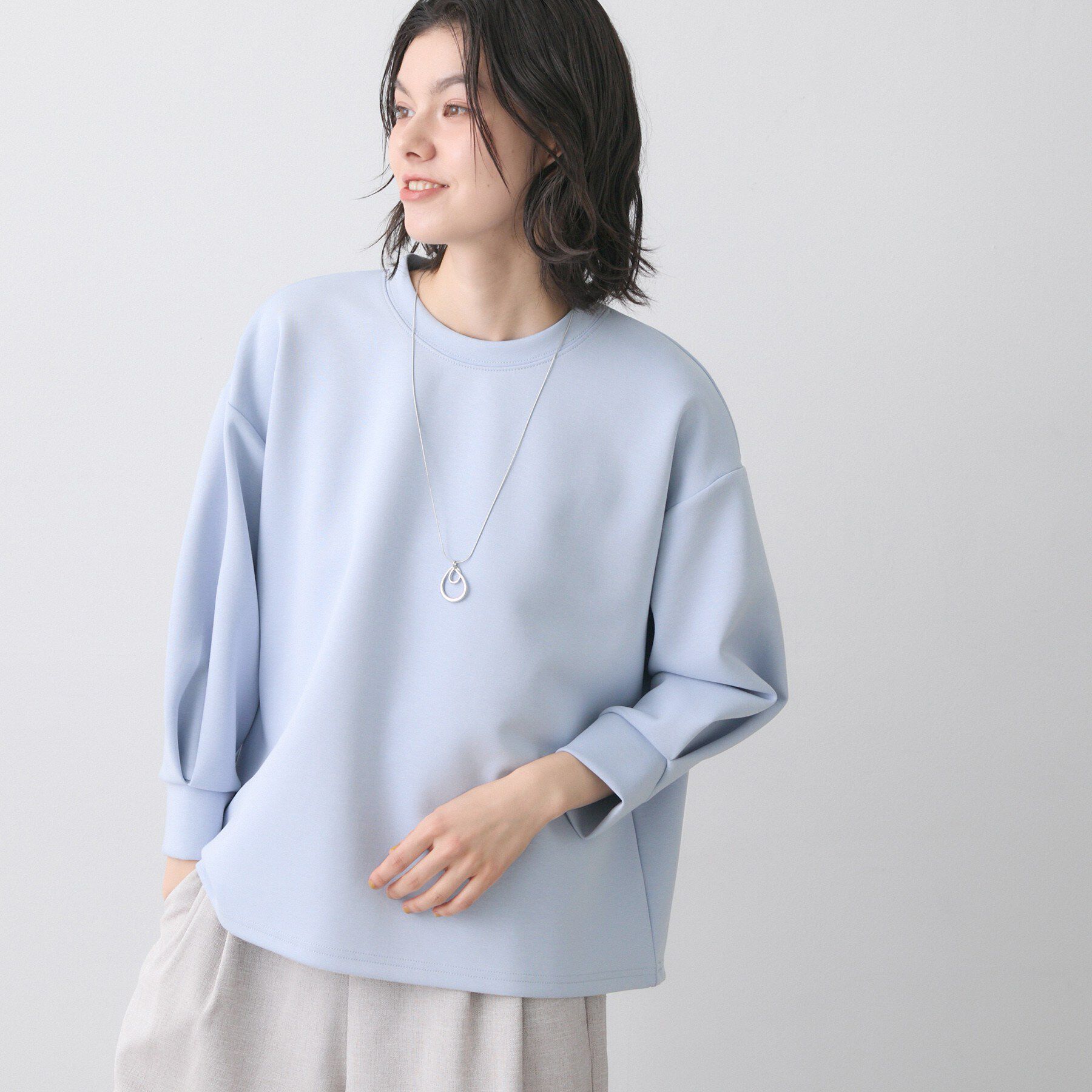 Dessin「【洗える】8分袖ボンディングカットソー」|Tシャツ・カットソー|