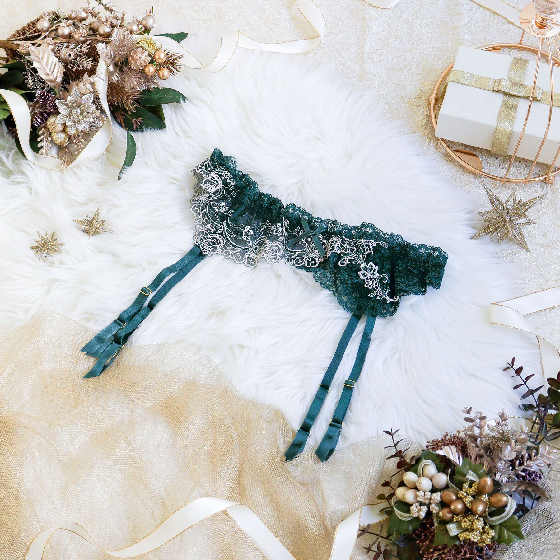 Risa Magli「アンシェラ ガーターベルト」|インナー|グリーン(022)