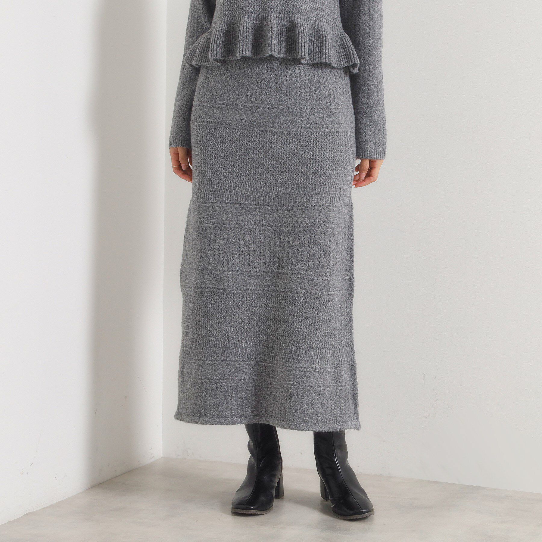 ITS&rsquo;DEMO「【手洗い可／セットアップ可】柄編みニットスカート」|スカート|