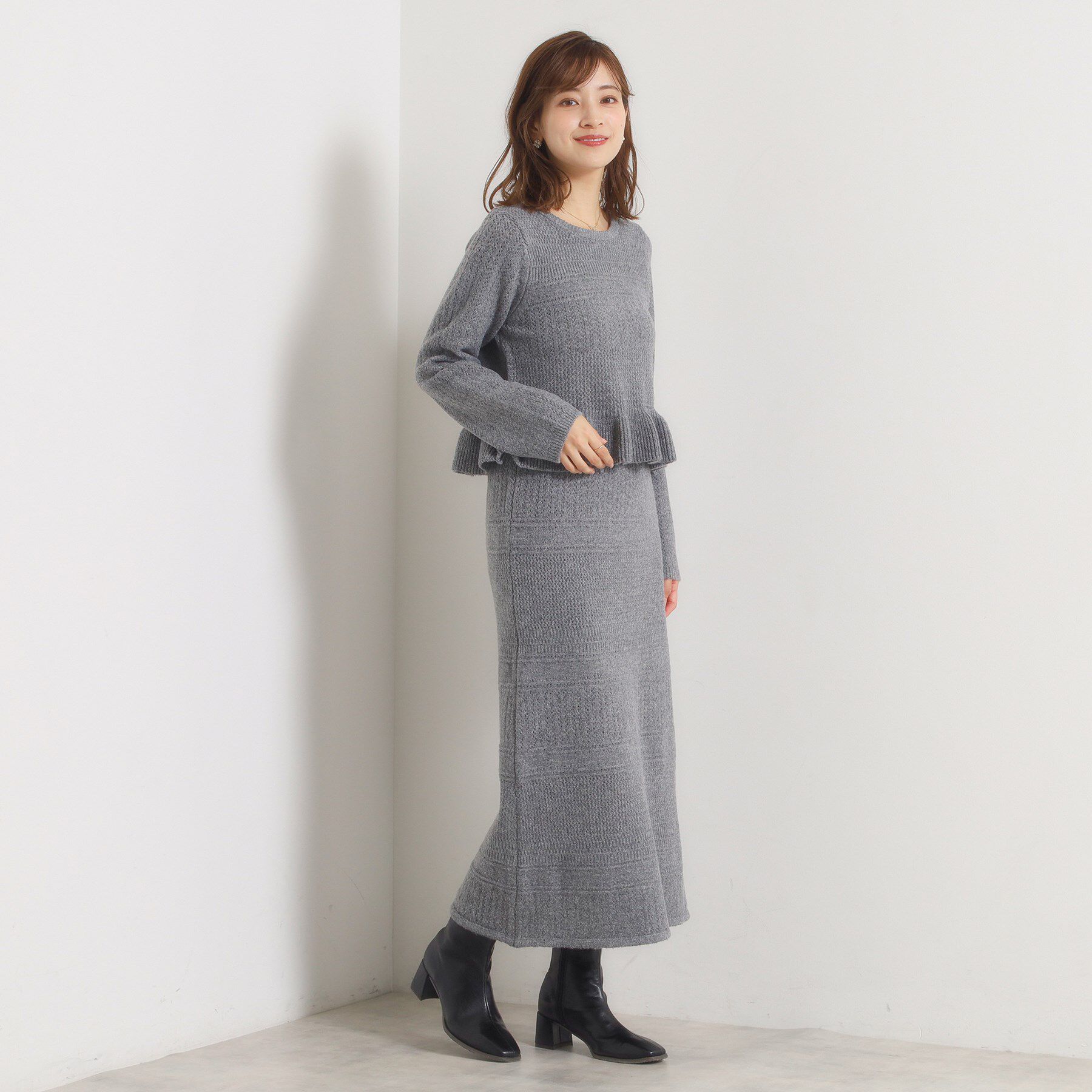 ITS&rsquo;DEMO「【手洗い可／セットアップ可】柄編みニットスカート」|スカート|