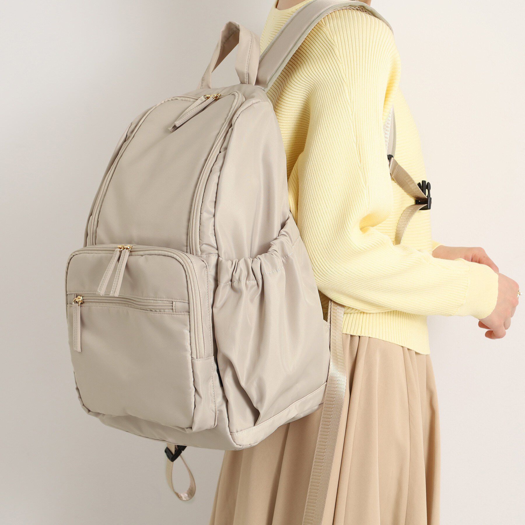ITS&rsquo;DEMO「【PC対応】ツイル14ポケットリュック」|リュック|ライトベージュ(05