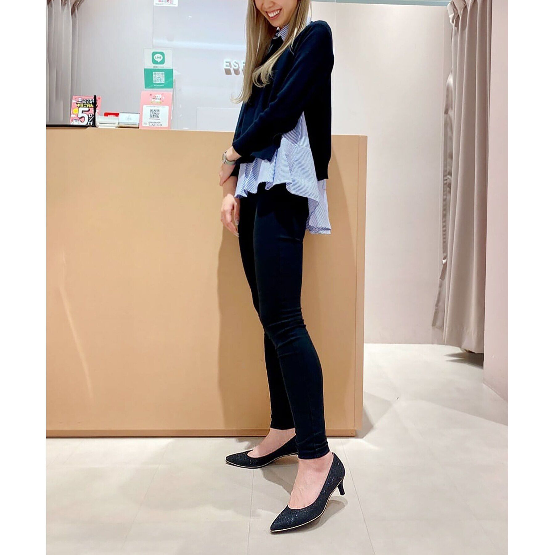 ESPERANZA「履きやすいパンプスヒール約5.5cm/グリッター」|パンプス|