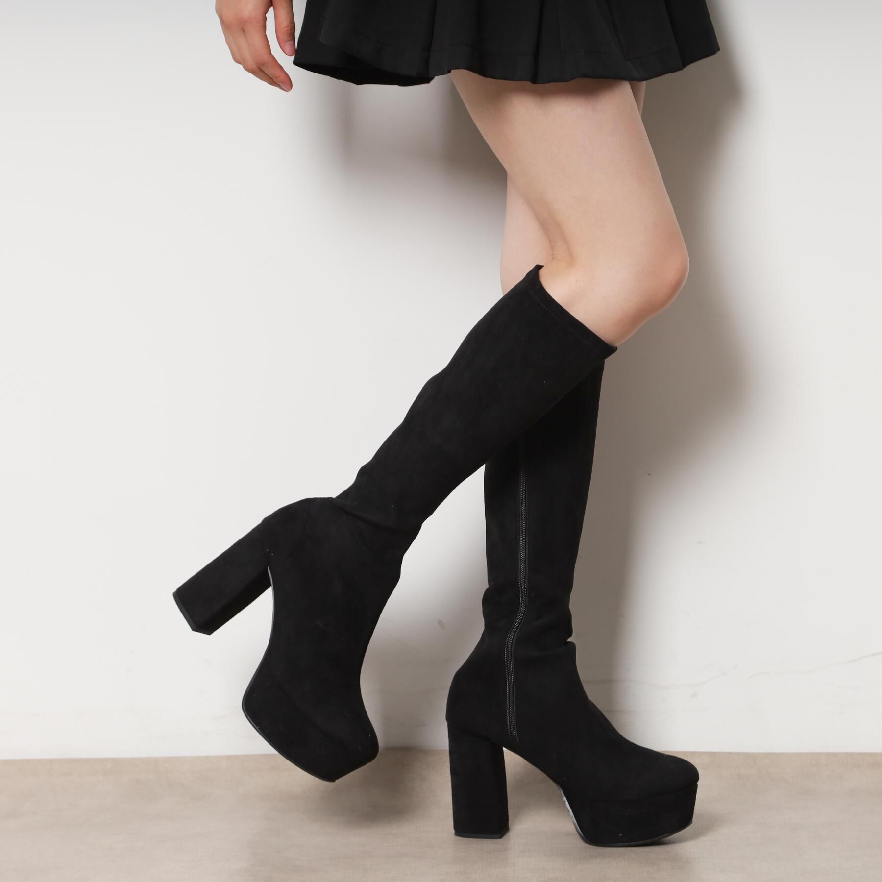 ESPERANZA「【ラク盛り／ロングブーツ】リピーター続出／脚長美脚　厚底ロングブーツ」|ショートブーツ|