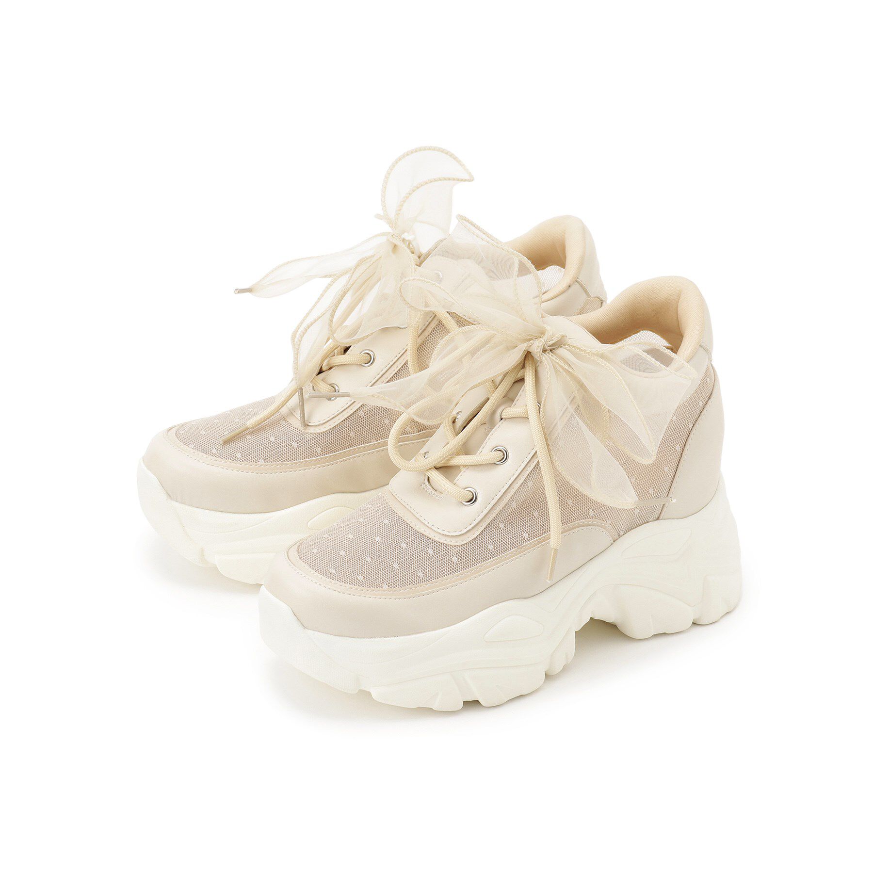 ESPERANZA「きゅんフィットインソールチュールリボンスニーカー」|スニーカー|アイボリー(904)