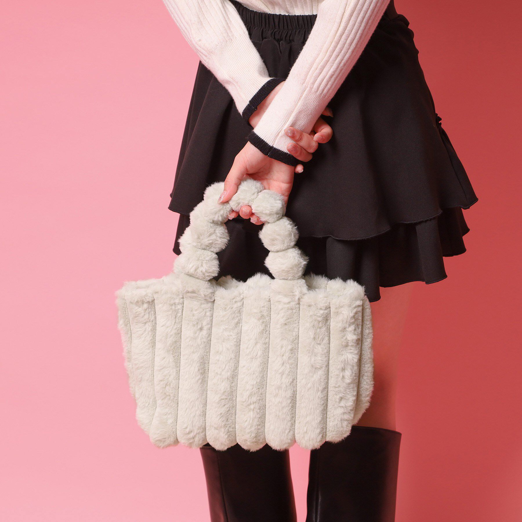 Ober Tashe「もこもこトートバッグ」|トートバッグ|アイボリー(004)