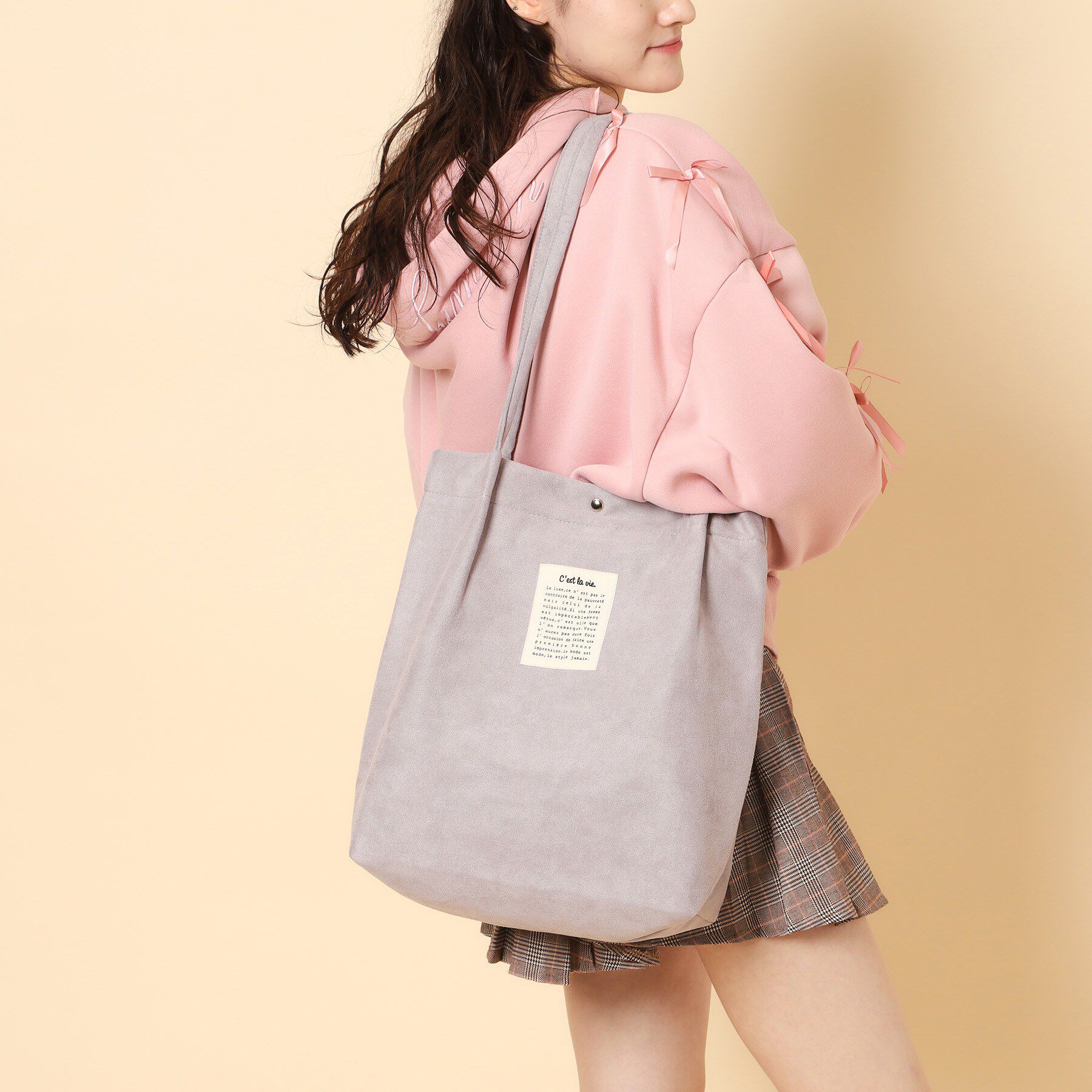 Ober Tashe「【新生活・新学期】ハンドルタックトート」|トートバッグ|グレー(012)