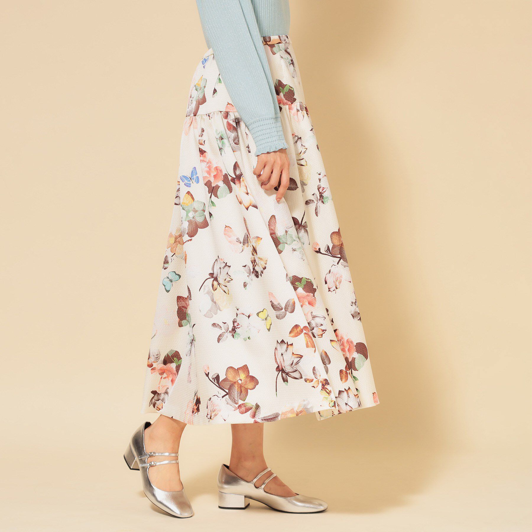 SunaUna「【COLLECTION LINE】花柄タックスカート」|スカート|