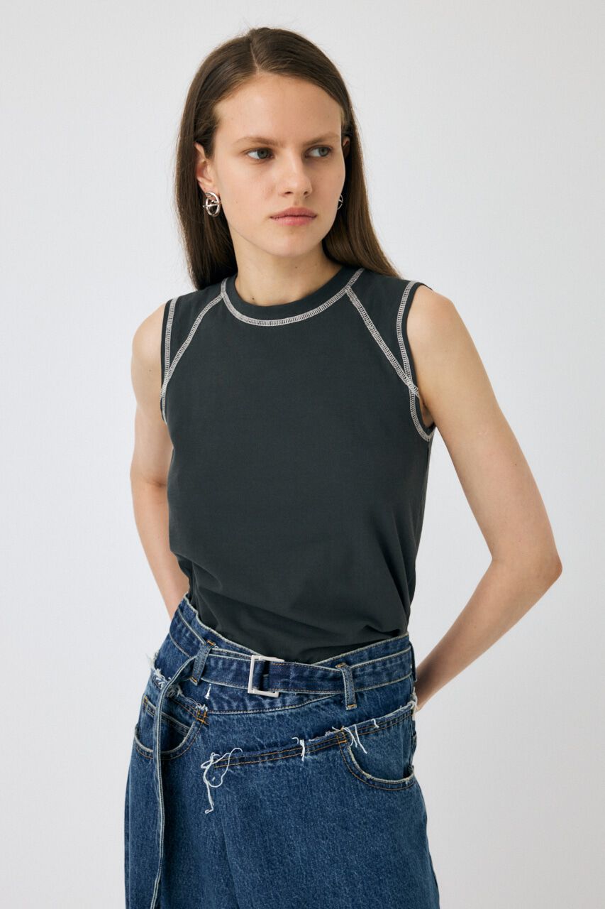 MOUSSY「SLEEVELESS RAGLAN Tシャツ」|その他|BLK