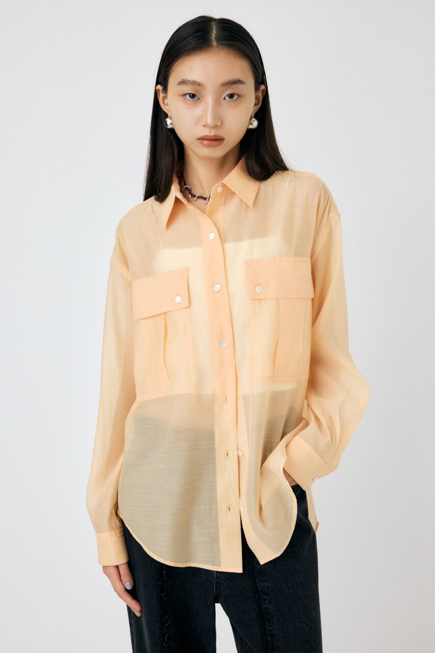 MOUSSY「SHEER CARGOシャツ」|シャツ・ブラウス|L/ORG1