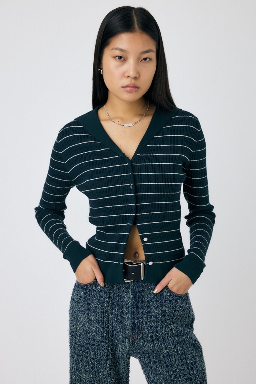 MOUSSY「SAILOR COLLAR ニット カーディガン」|ニット・セーター|