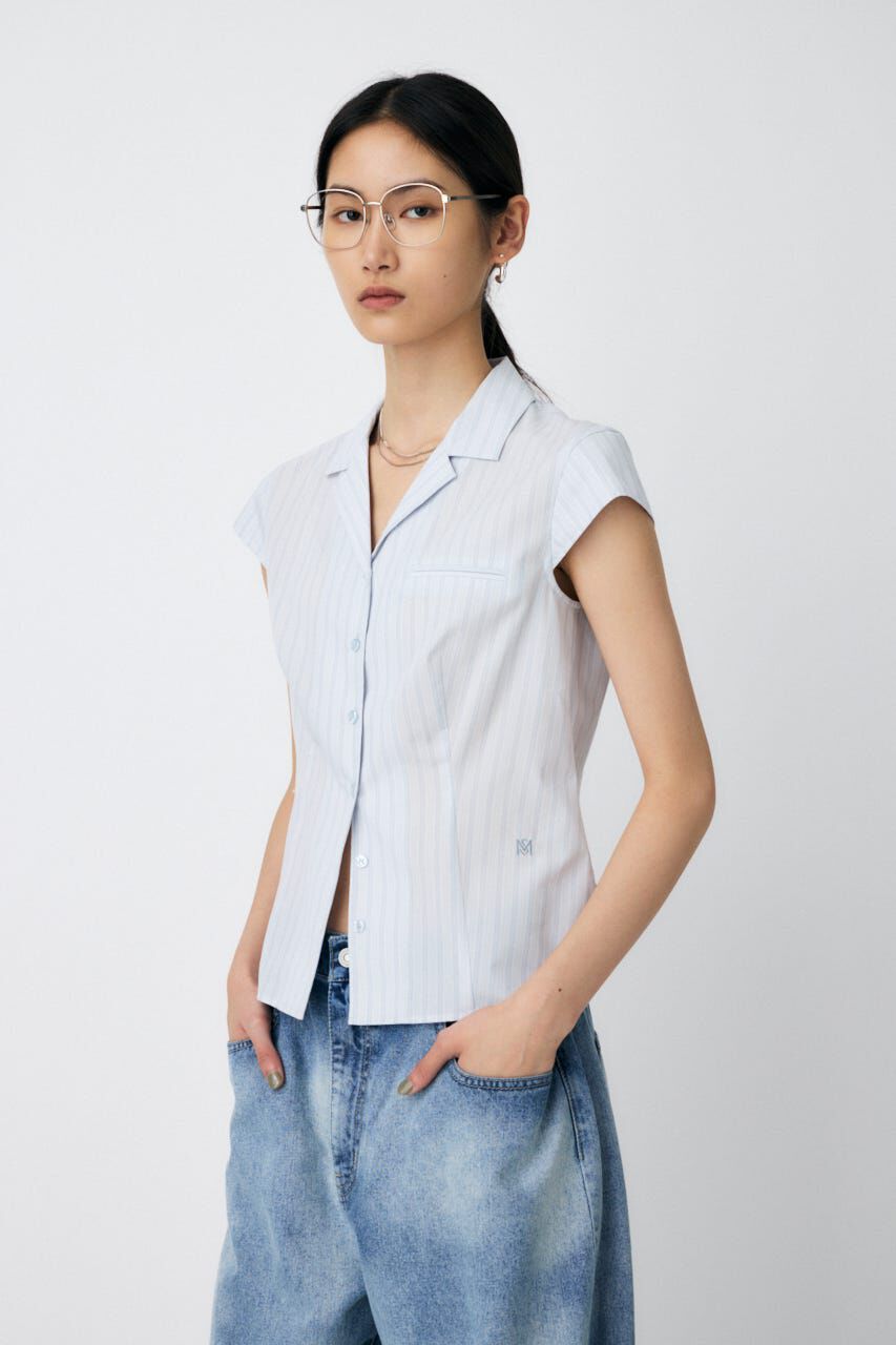 MOUSSY「MICRO SLEEVE SHIRT ブラウス」|シャツ・ブラウス|柄BLU5