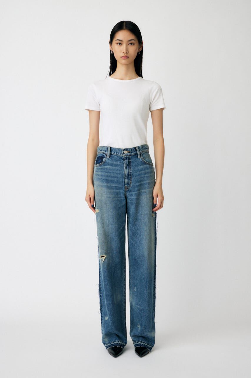 MOUSSY「MIDRISE RIPPED ストレート」|デニム|