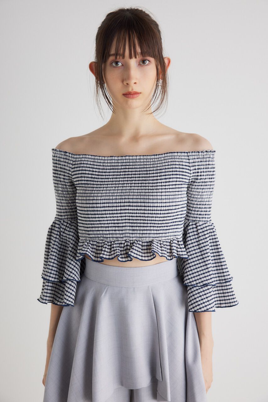 rienda「シャーリングオフショルクロップドTOP」|その他|