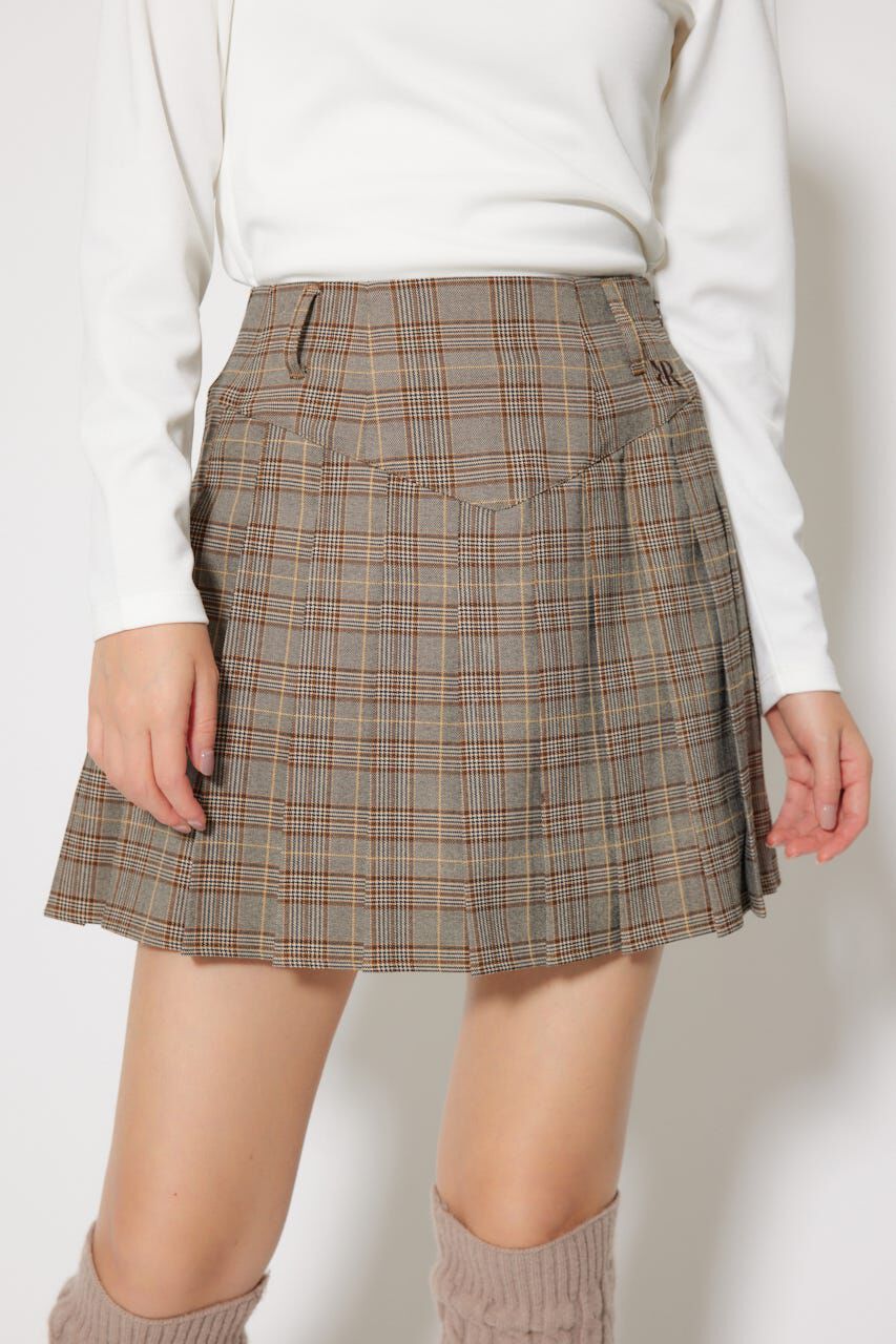 rienda「グレンチェックプリーツスカート」|スカート|
