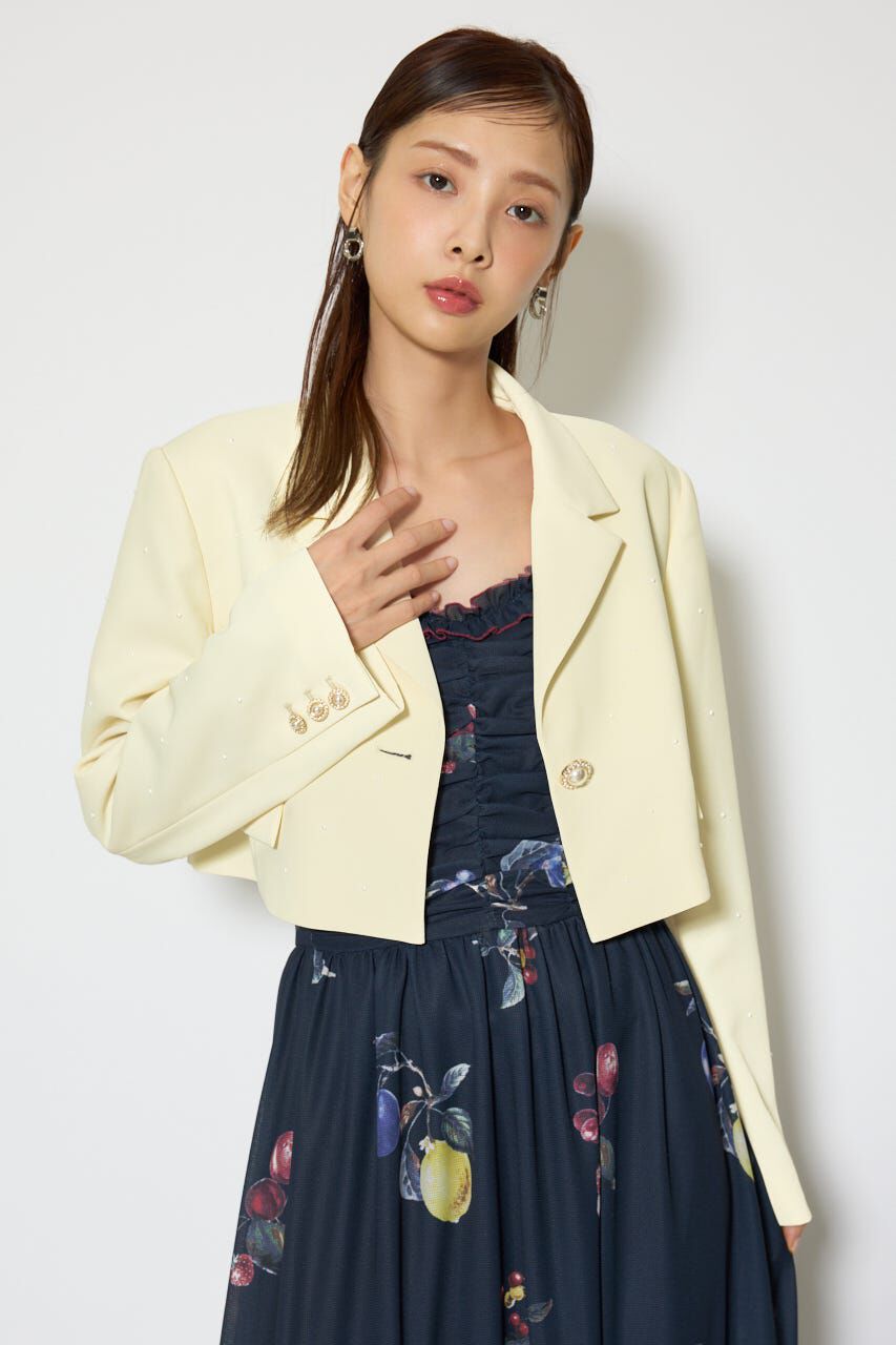 rienda「パール付きシングルショートテーラードジャケット」|その他|