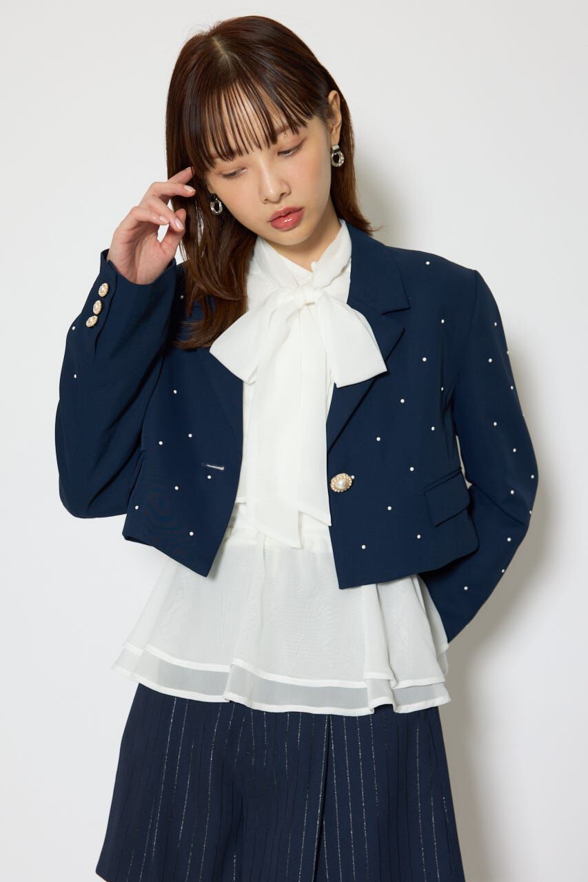 rienda「パール付きシングルショートテーラードジャケット」|その他|