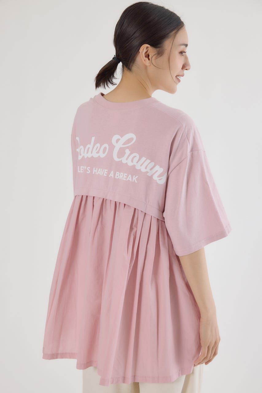 RODEO CROWNS「バックギャザードッキングTシャツ」|Tシャツ・カットソー|L/PNK1