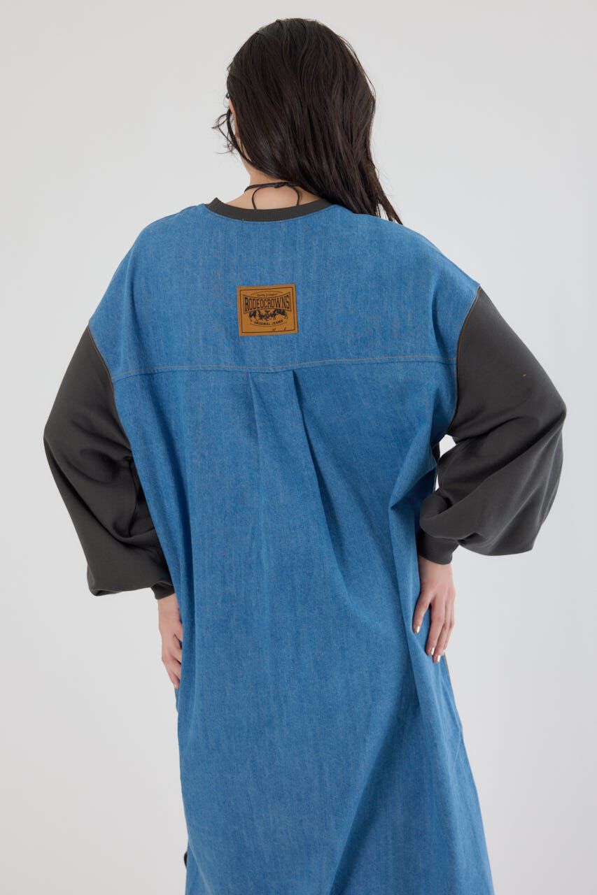 RODEO CROWNS「デニム切替スウェットワンピース」|ワンピース|