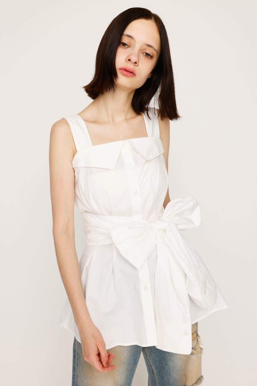 SLY「SHIRT DETAIL CAMI トップス」|キャミソール|WHT