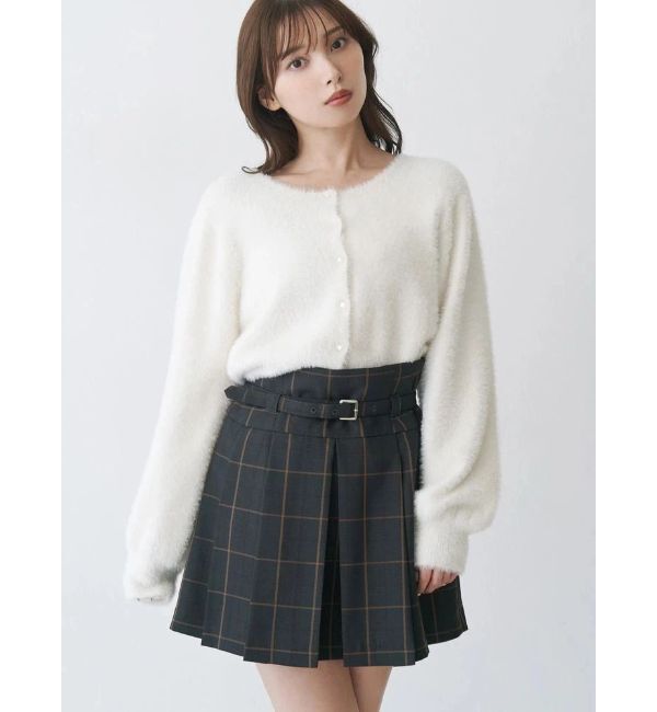 MERCURYDUO「ミニシャギークルーネックカーディガン」|カーディガン|